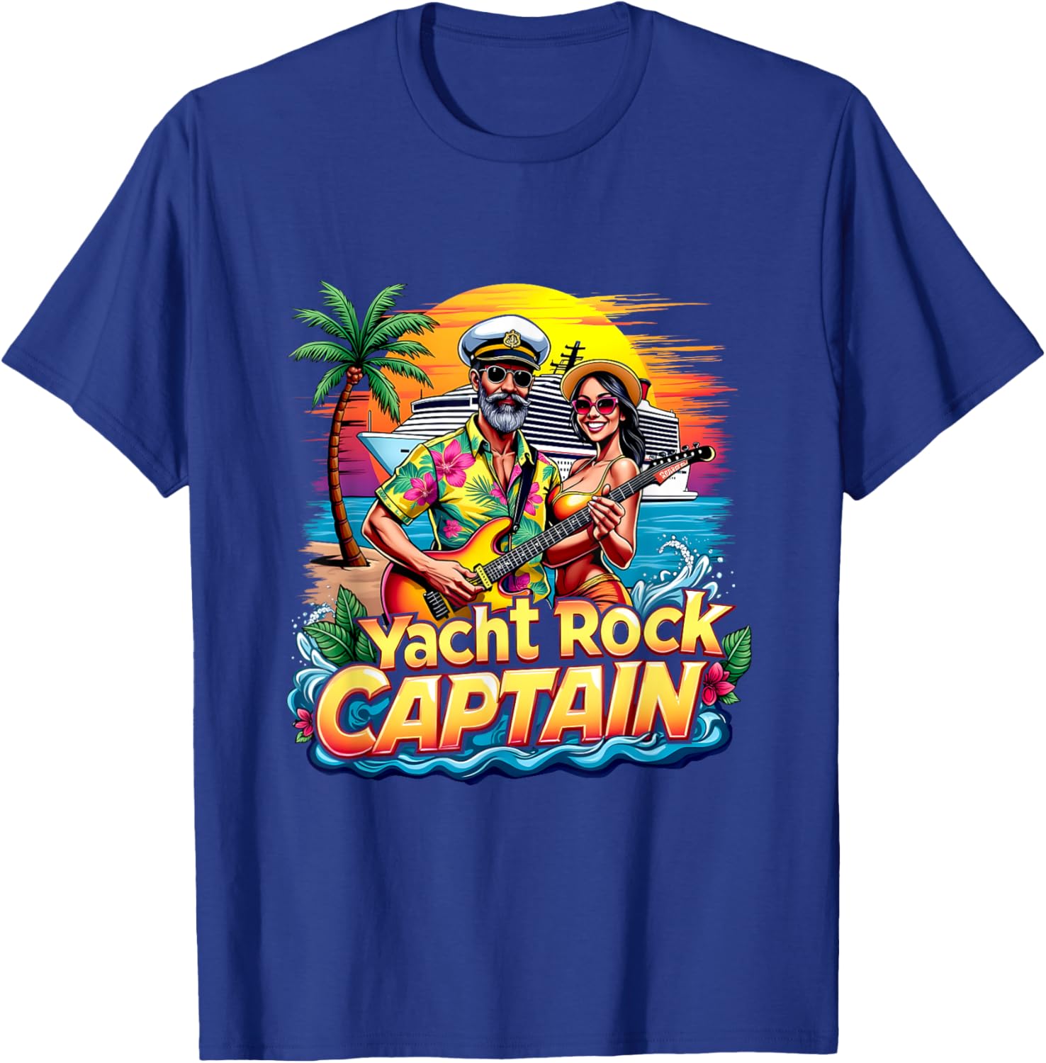 Retro Yacht Rock Captain Tropical Cruise Squad T-Shirt for Fun Parties - 6