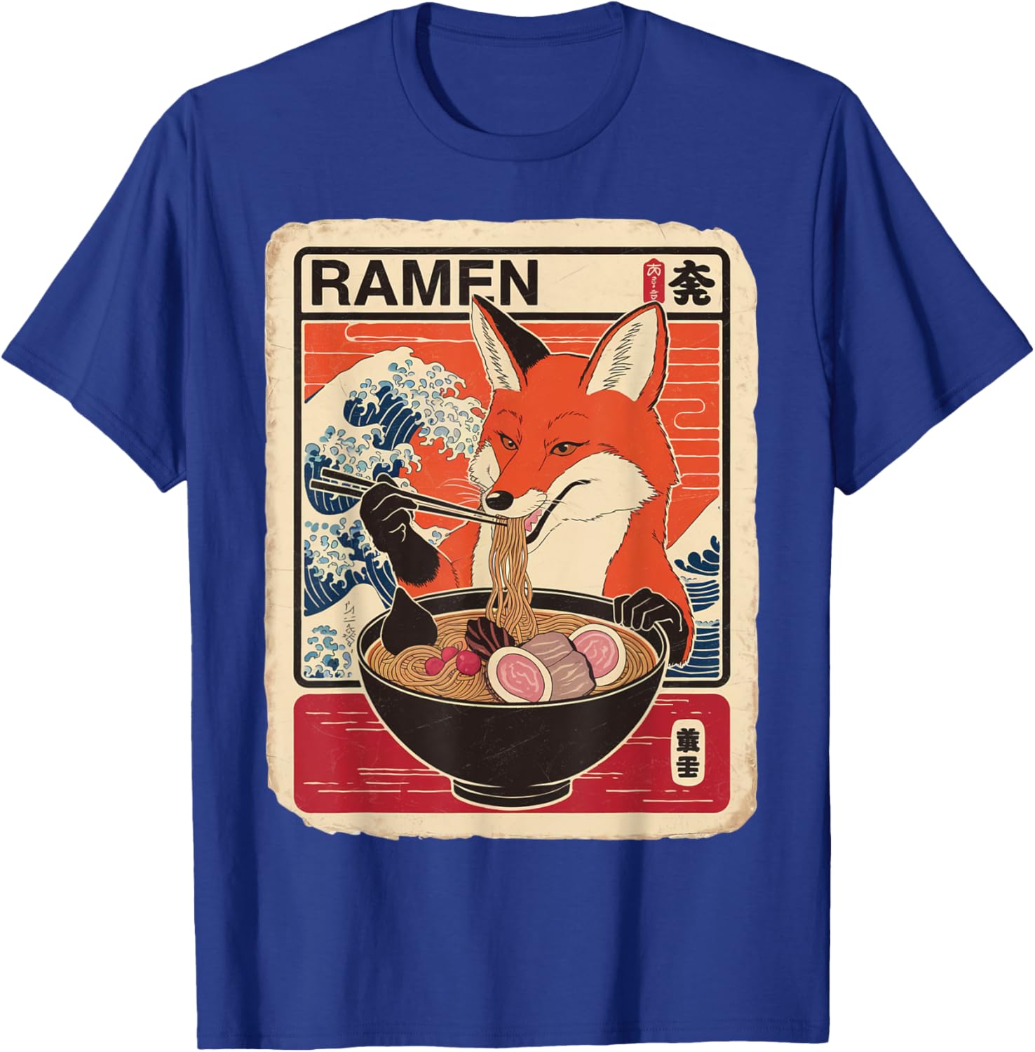 Kawaii Fox Ramen Graphic T-Shirt Cute Ezo Orange Fox Apparel - 6