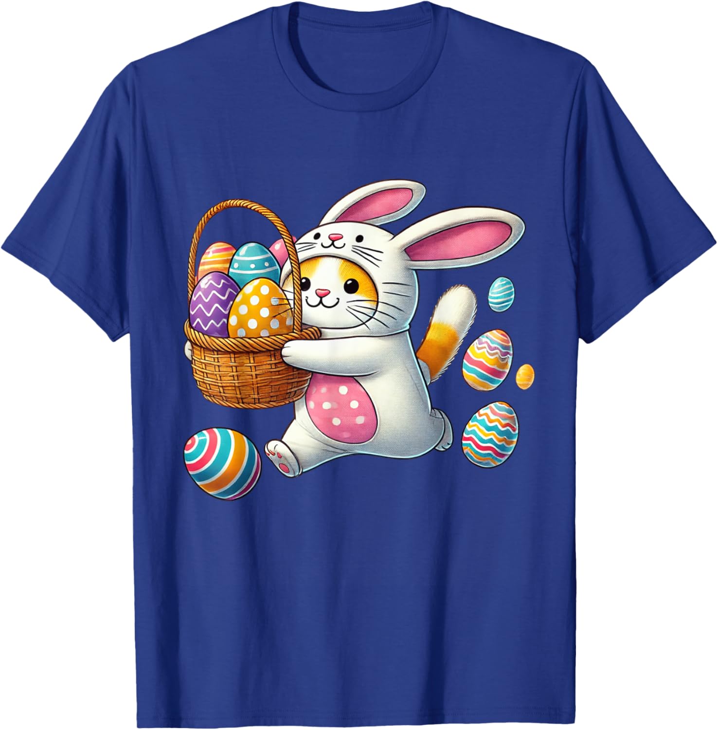 Funny Easter Orange Cat Bunny Ears T-Shirt for Kids Boys and Girls - 12