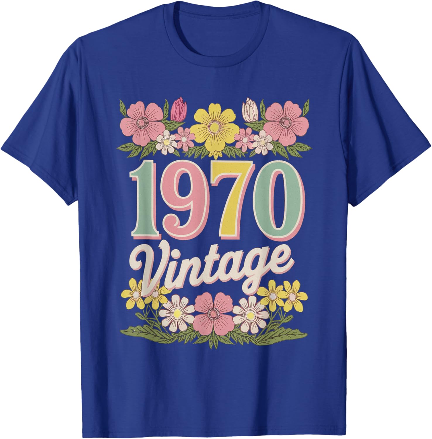 Vintage 1970 Retro Flower Birthday T-Shirt for Daughters and Women - 17
