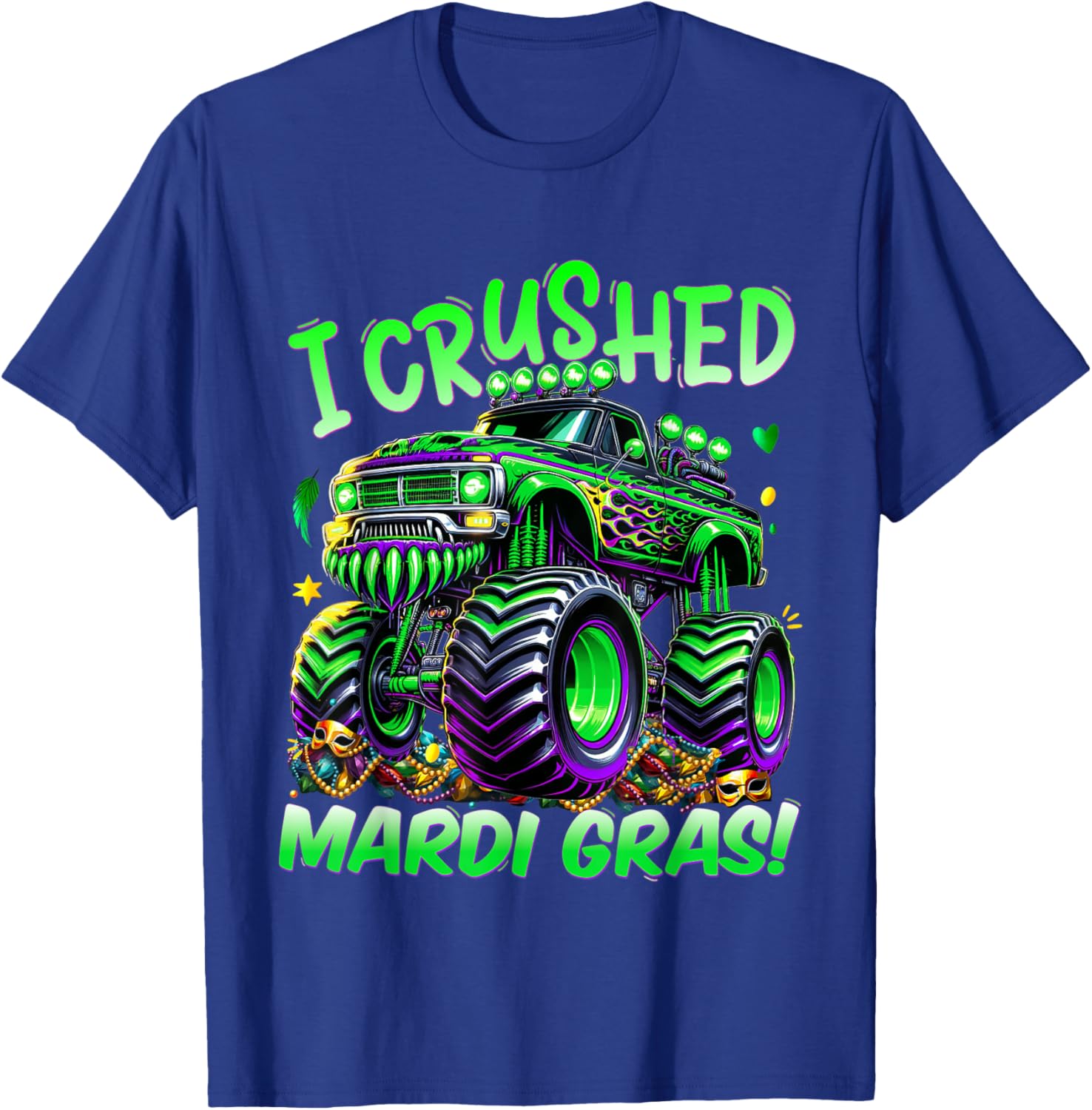 I Crushed Mardi Gras Monster Truck Tee for Boys and Kids Fun Shirt - 11