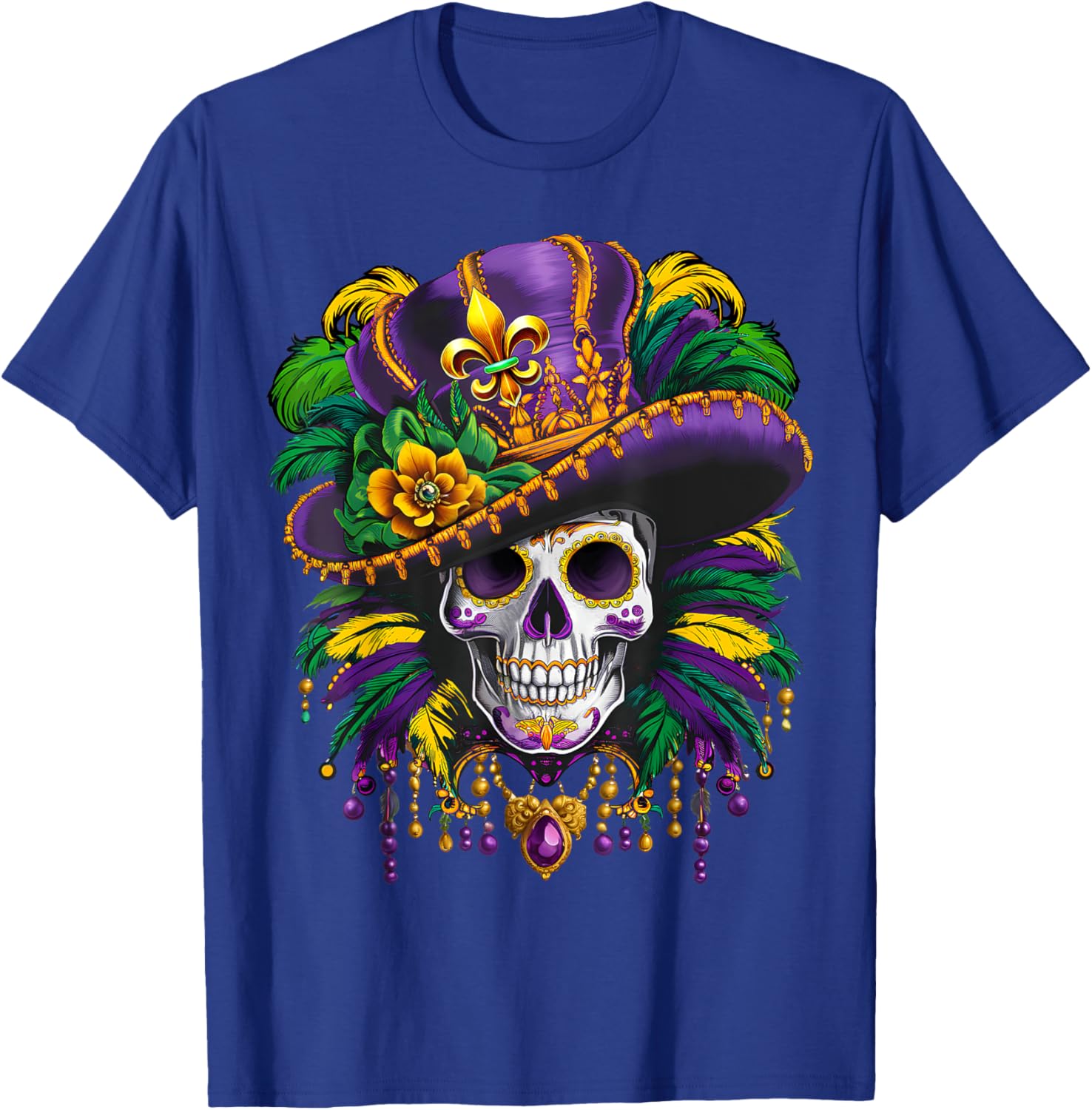 Mardi Gras Sugar Skull T-Shirt for New Orleans Carnival Fun - 25