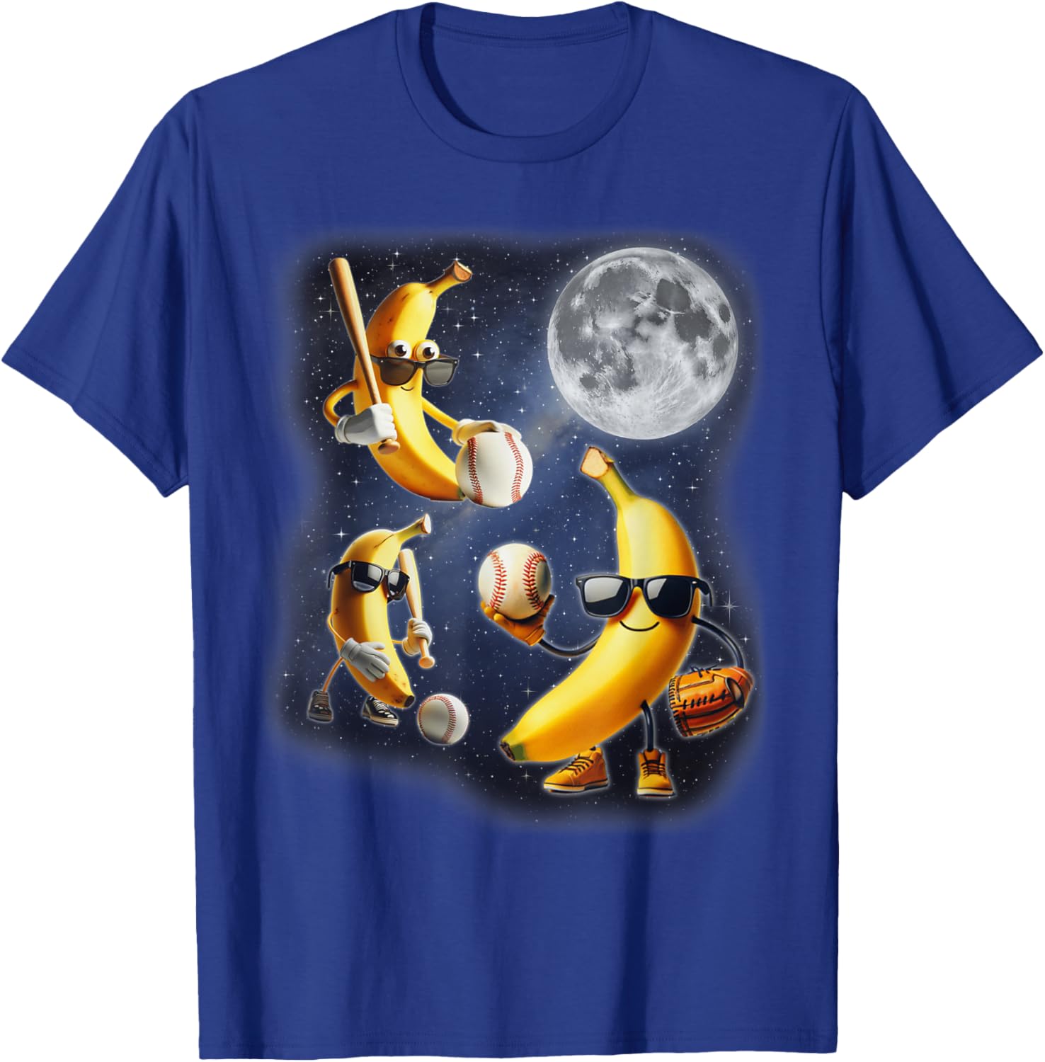 Funny Three Bananas Howling at the Moon Baseball T-Shirt for All Ages - 14