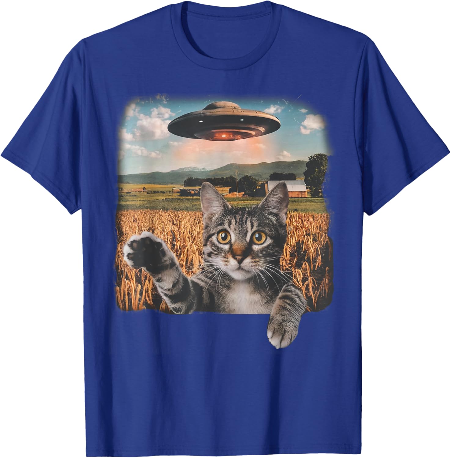 Cat Selfie with Alien UFO T-Shirt for Men, Women, and Kids - 25