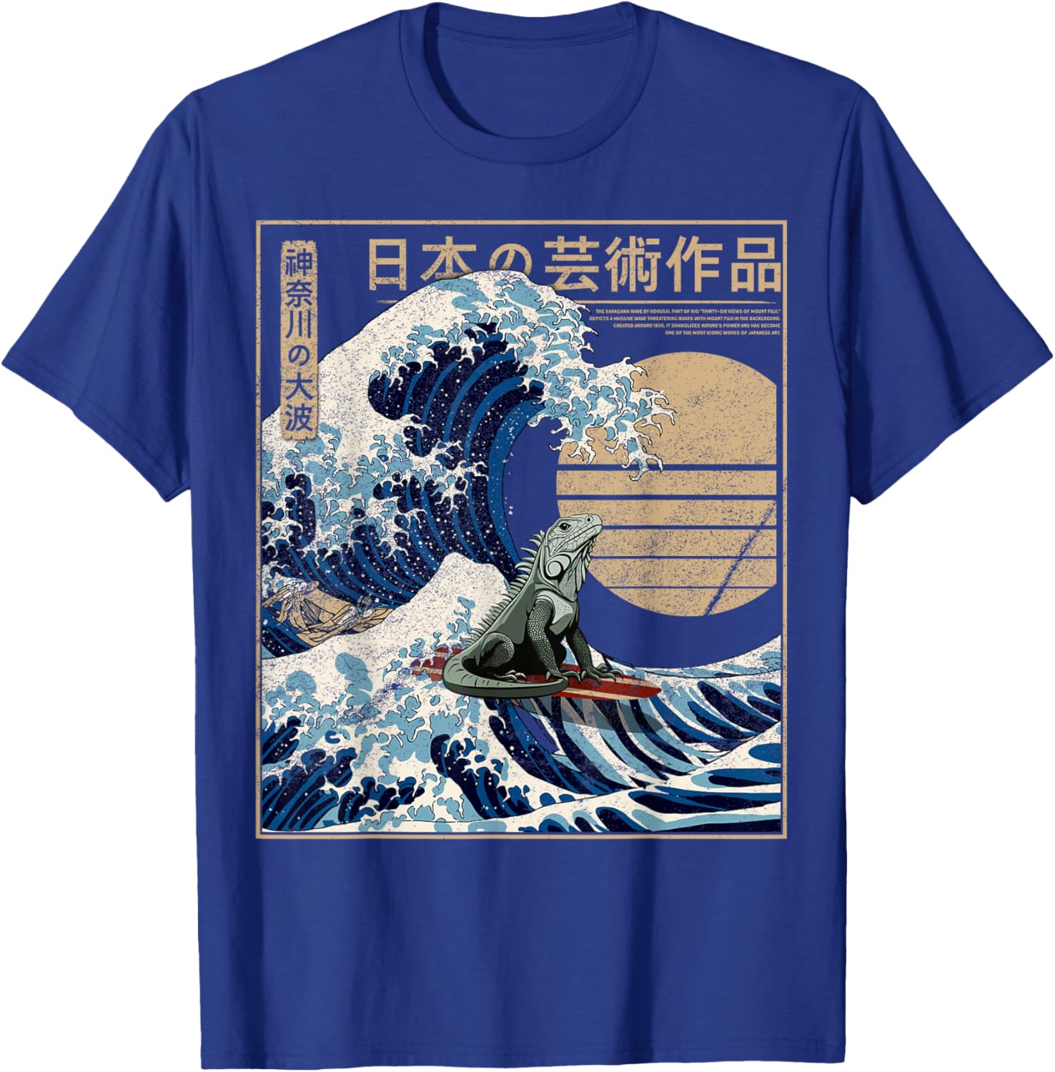 Funny Iguana Surfing The Great Wave Off Kanagawa T-Shirt for Beach Lovers - 24