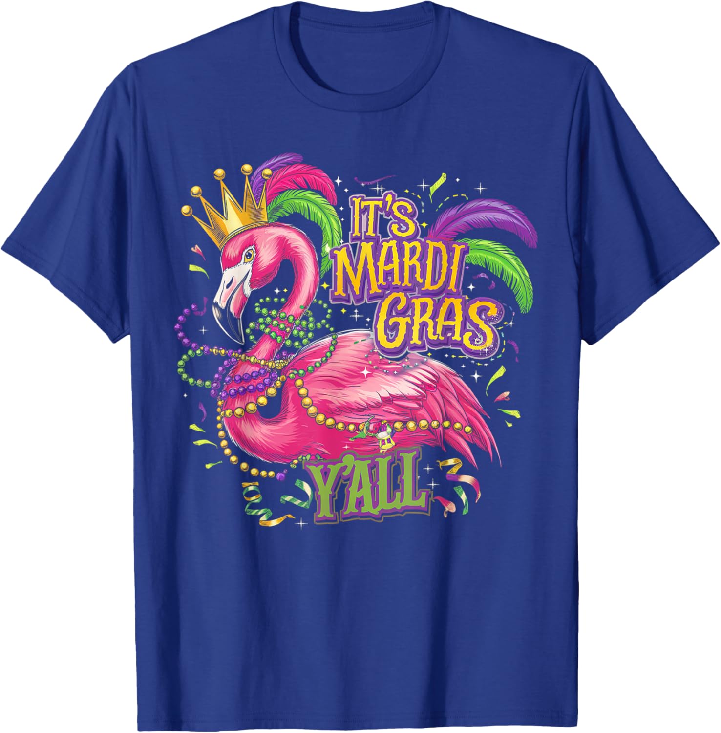 Mardi Gras Y'all Flamingo Costume T-Shirt for Fun Celebrations - 2