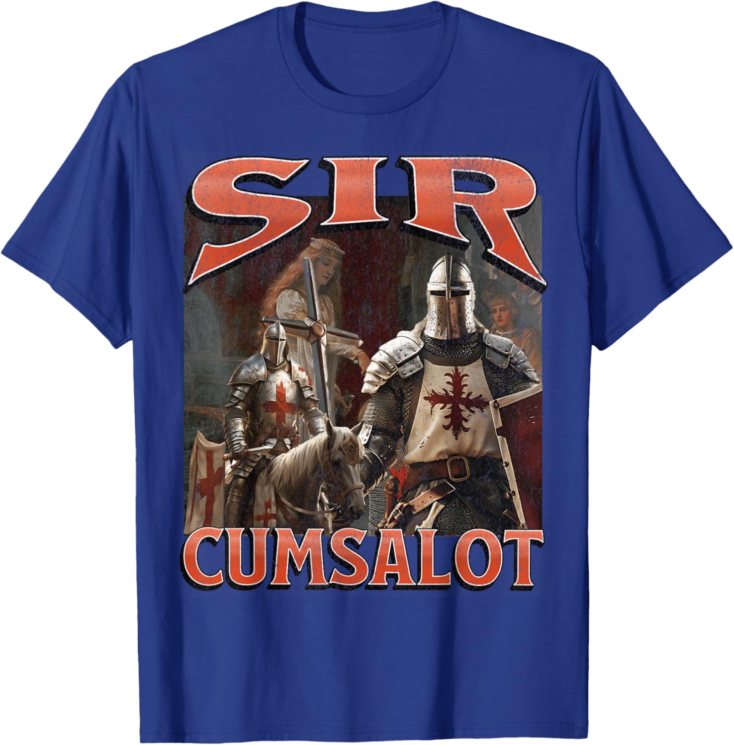 Humorous Sir Cumsalot Knight Meme Bootleg Graphic T-Shirt for Fun Fashion - 3