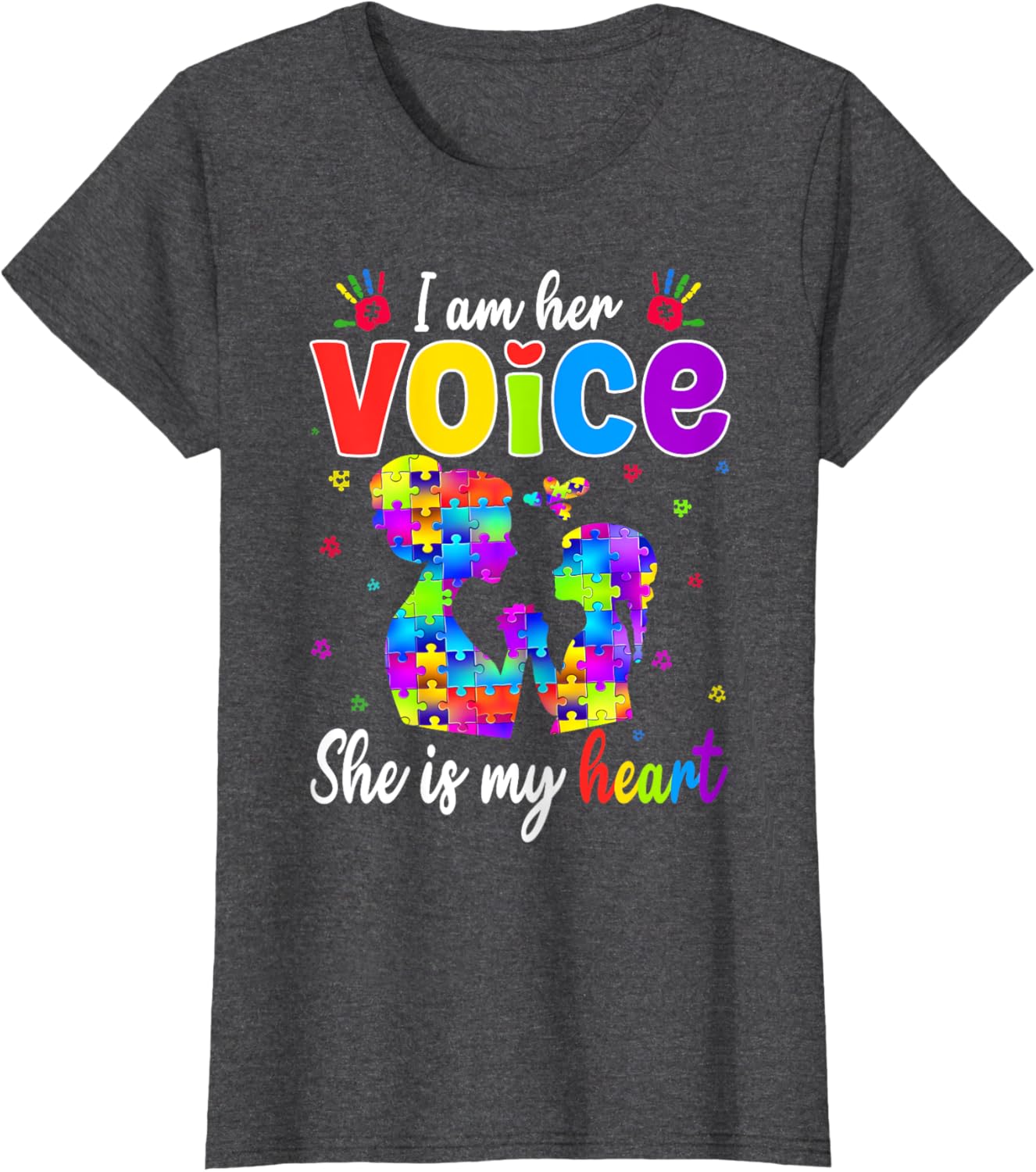 Autism Mom I'm Her Voice She Is My Heart T-Shirt for Proud Mothers - 5