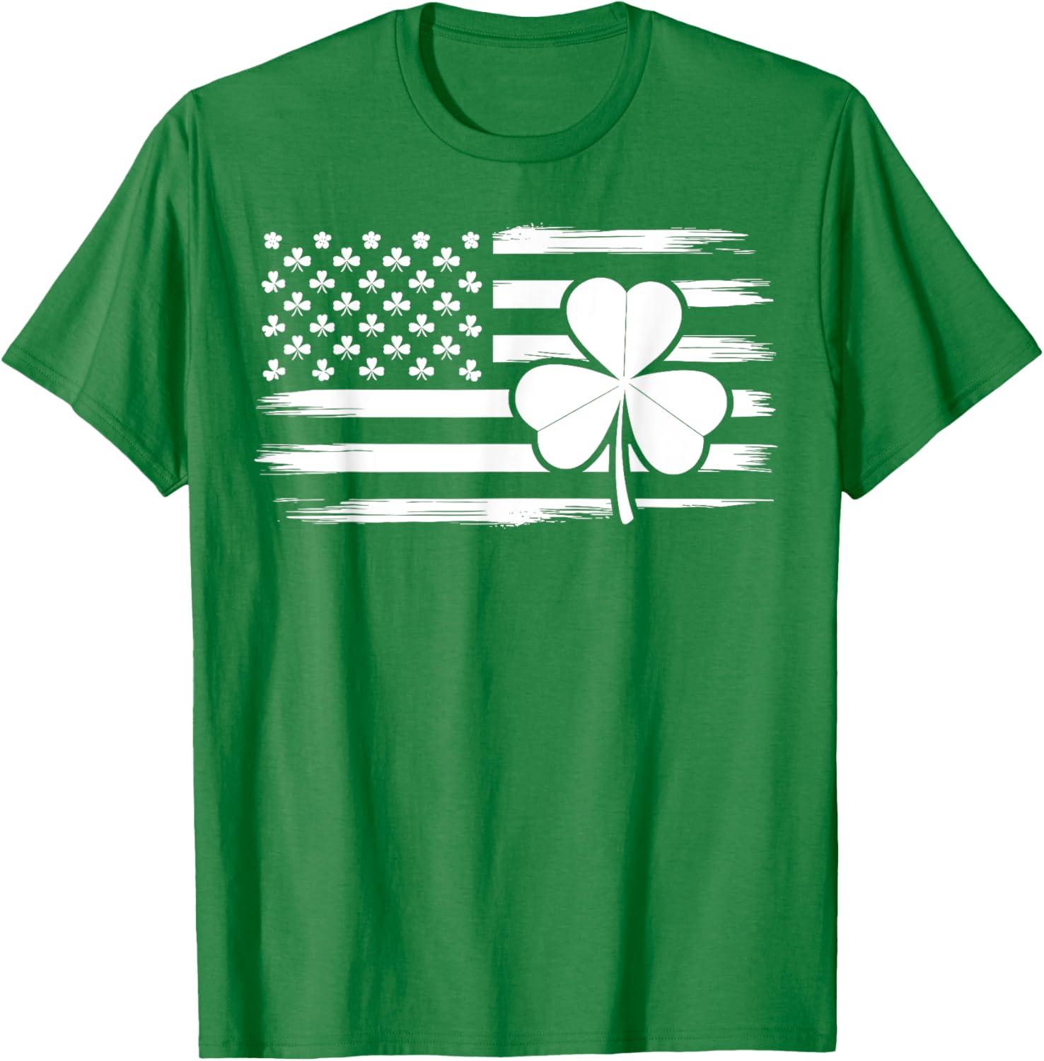 American Flag and Lucky Shamrocks St Patricks Day T-Shirt - 1