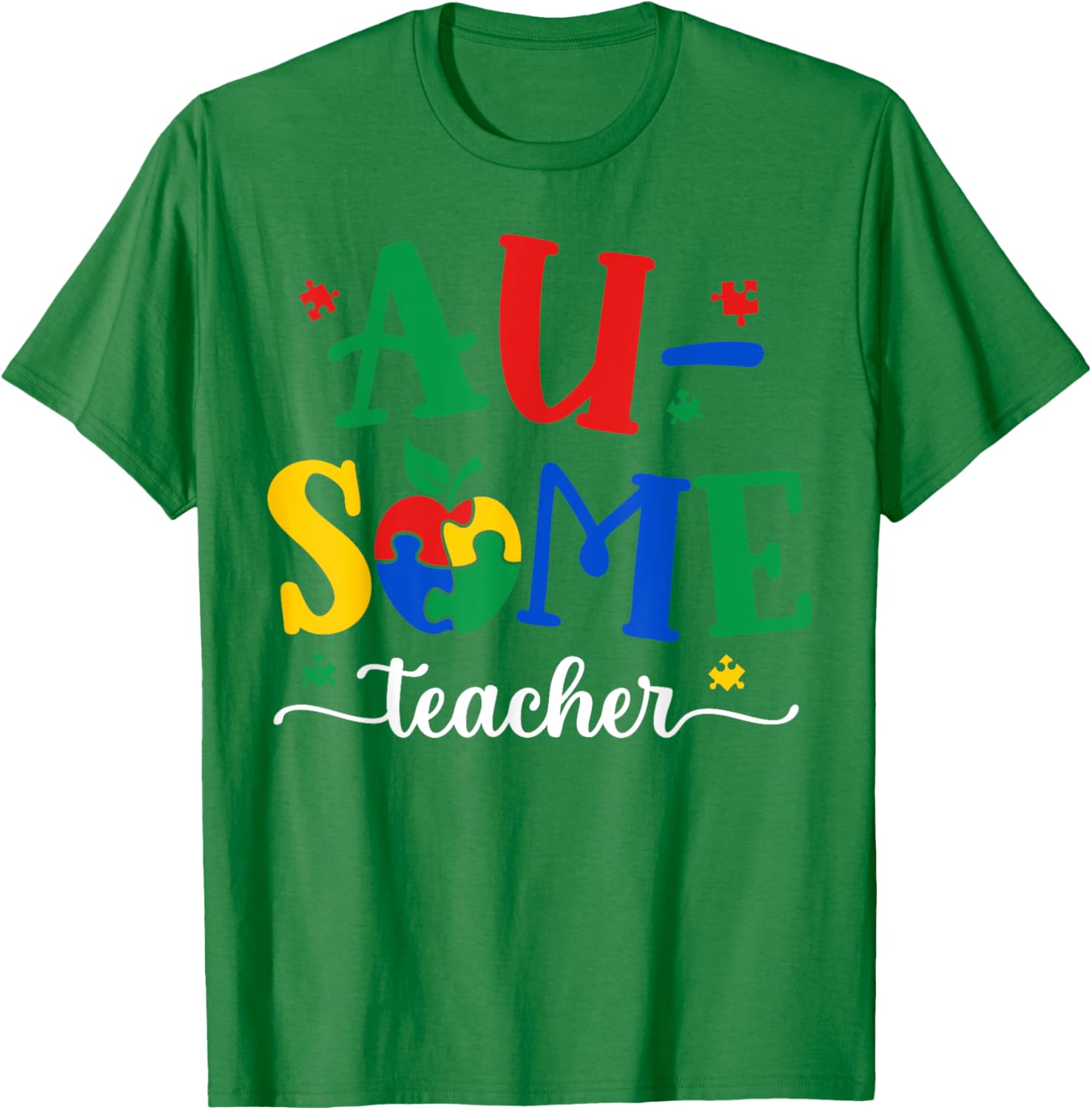 Funny Awesome Teacher Autism Awareness Month Puzzle Pieces T-Shirt - 13
