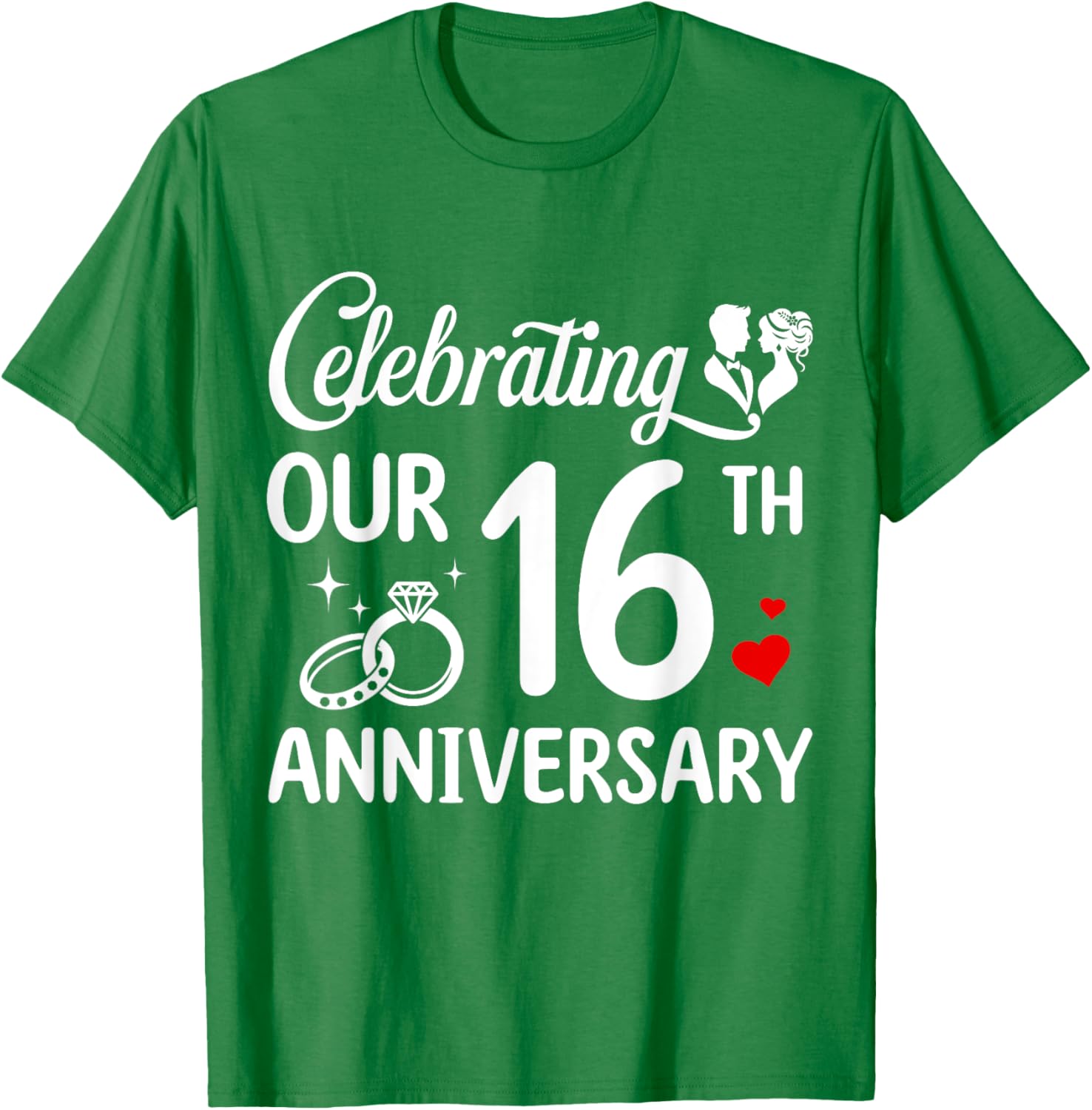 16th Wedding Anniversary T-Shirt for Couples - Celebrate 16 Years Together - 4