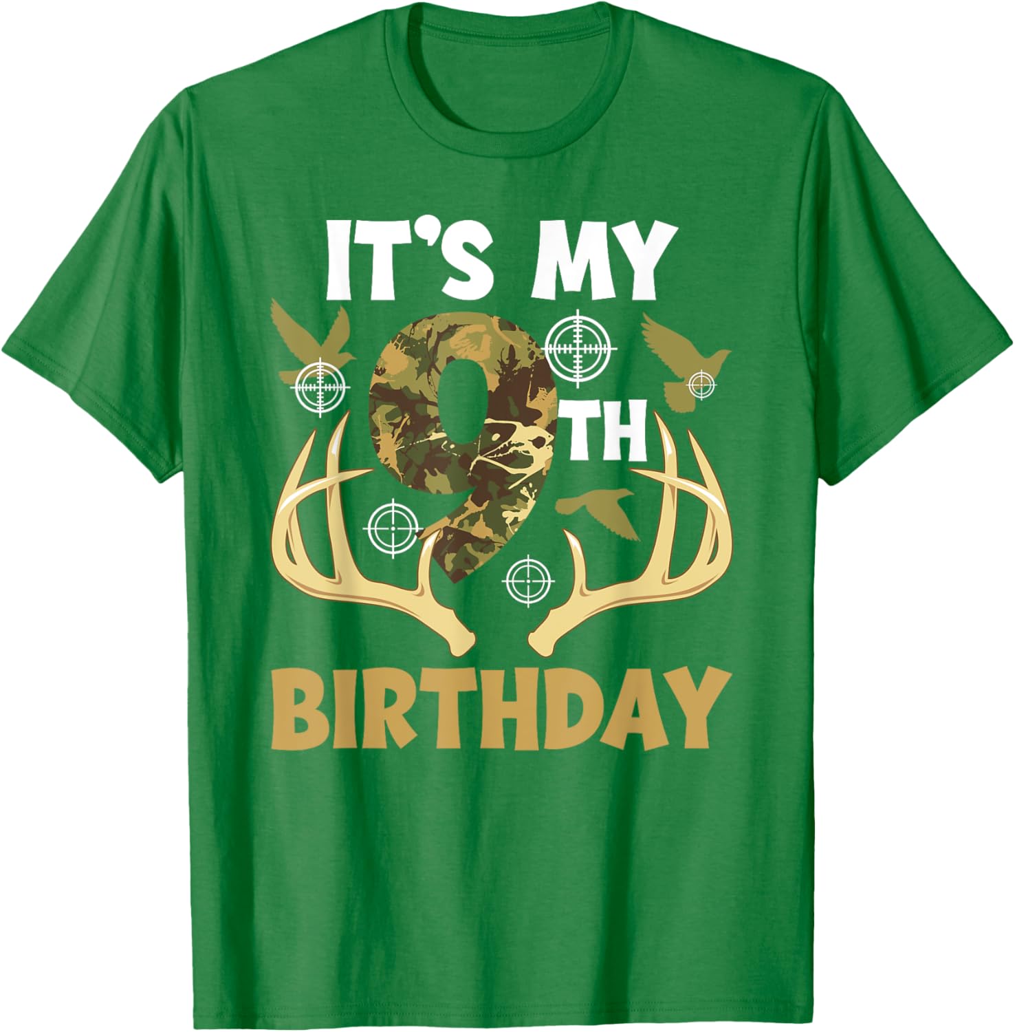 9th Birthday Hunting T-Shirt for Boys Fun Hunter Design Gift - 12