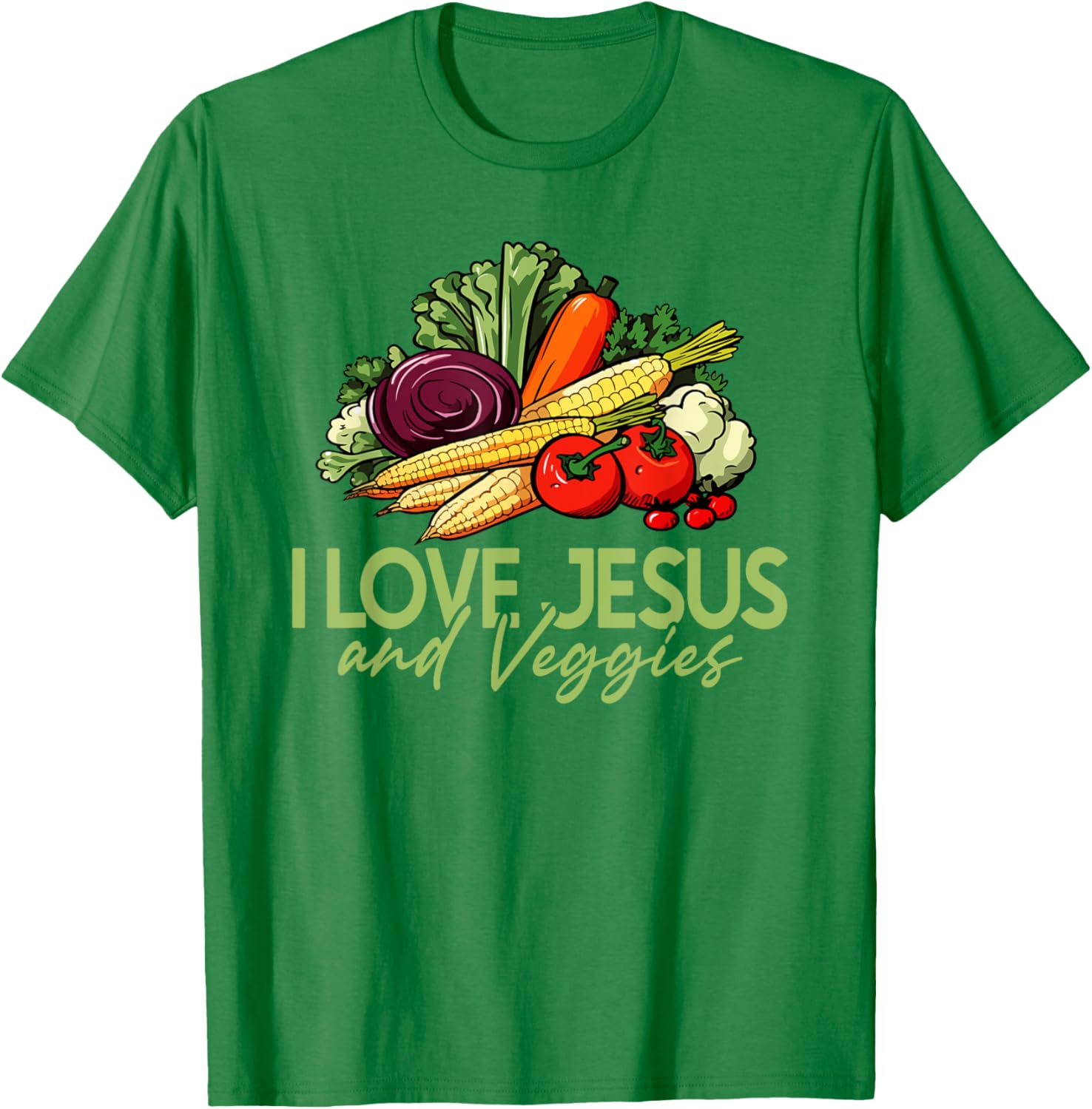 I Love Jesus and Veggies T-Shirt for Vegans and Vegetarians - 9