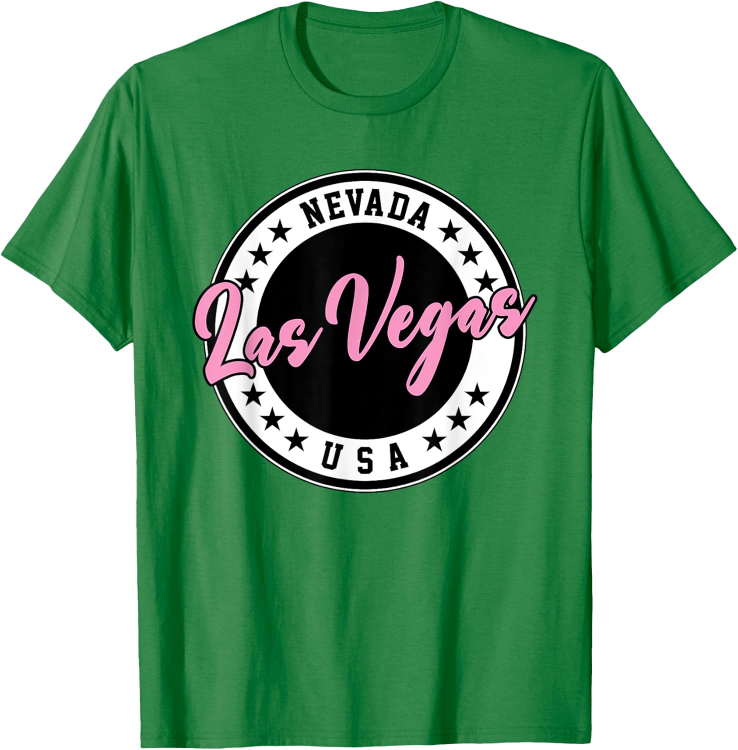 Las Vegas Nevada Pink Script Circle T-Shirt for Fun Fashion Lovers - 8