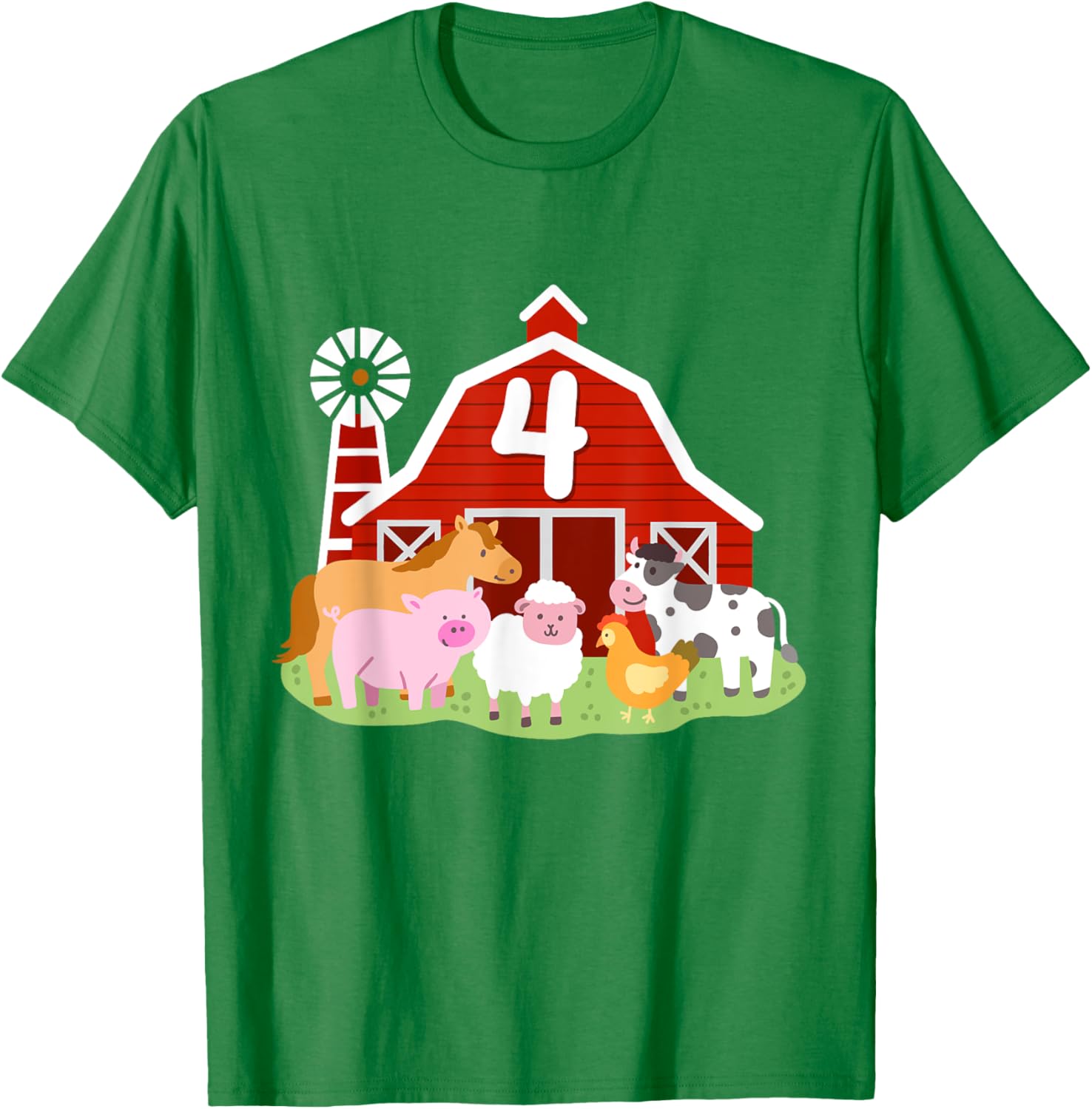 Adorable 4th Birthday Farm Animals T-Shirt for Boys Toddler Party Fun - 6