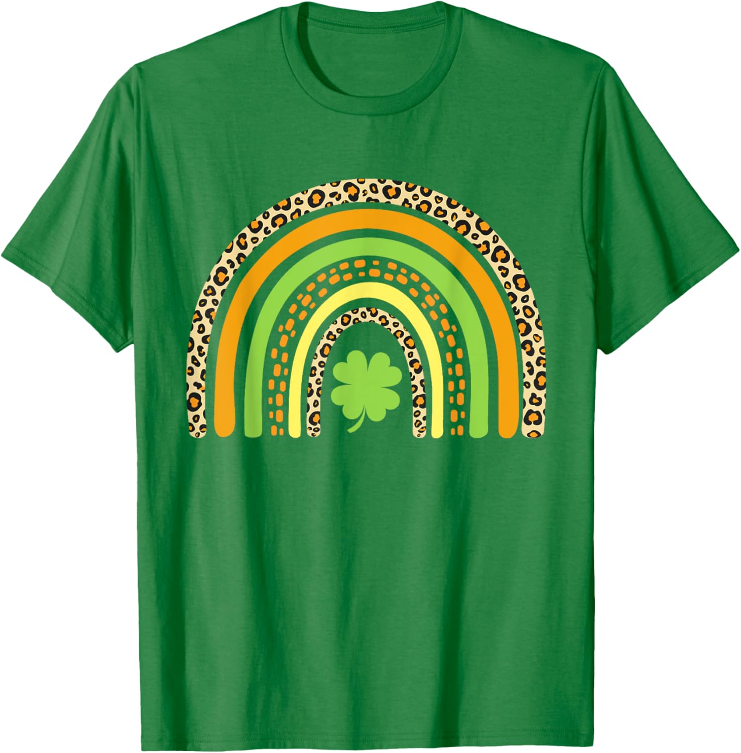 St Patrick's Day Leopard Rainbow Clover T-Shirt for Festive Fun - 19