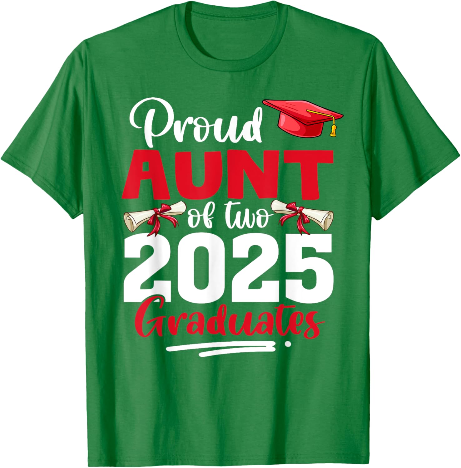 Proud Aunt of Two Graduates Class of 2025 Twins Graduation T-Shirt - 4