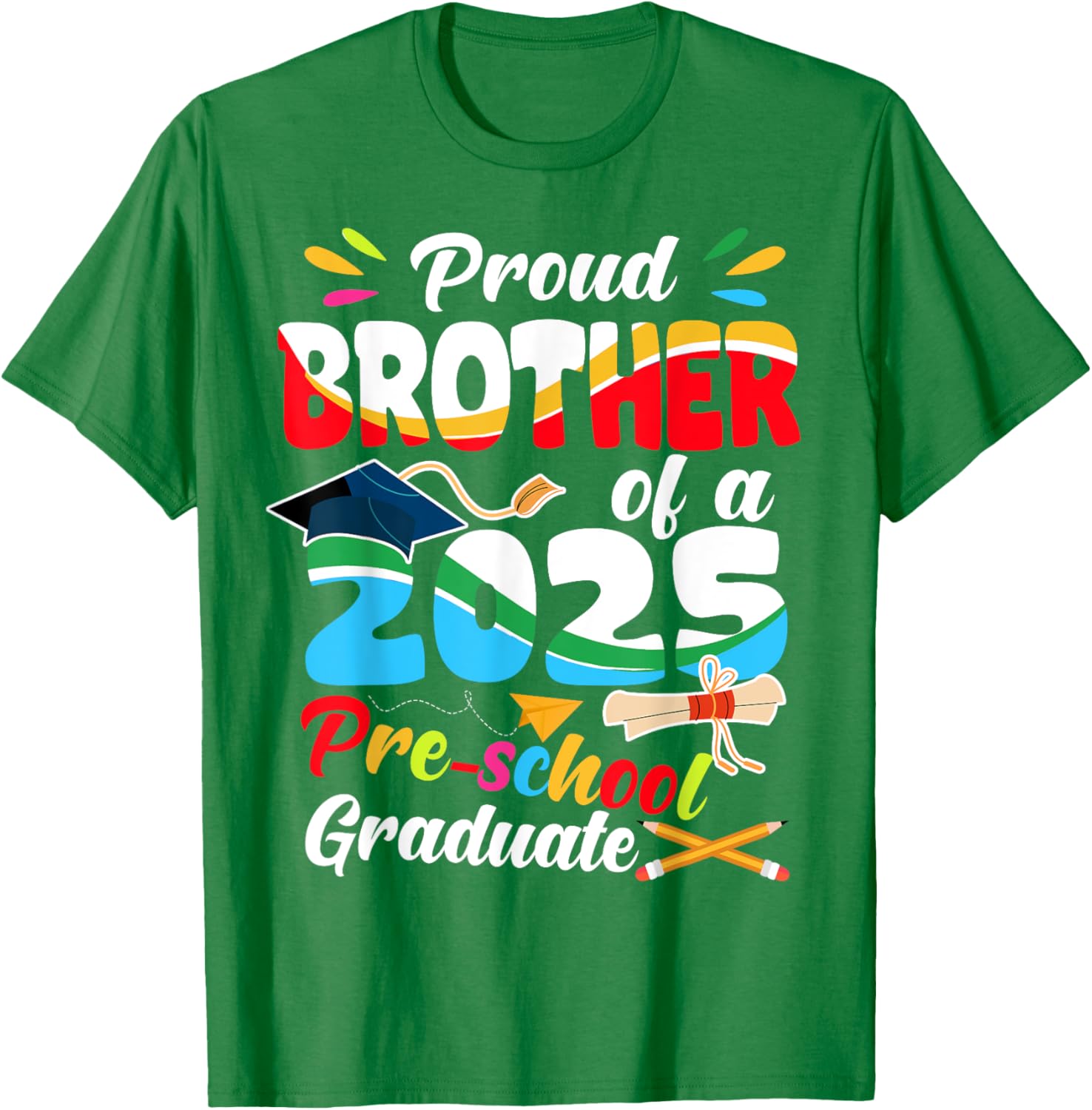 Proud Brother of Pre-K Graduate 2025 T-Shirt for Graduation Celebrations - 4