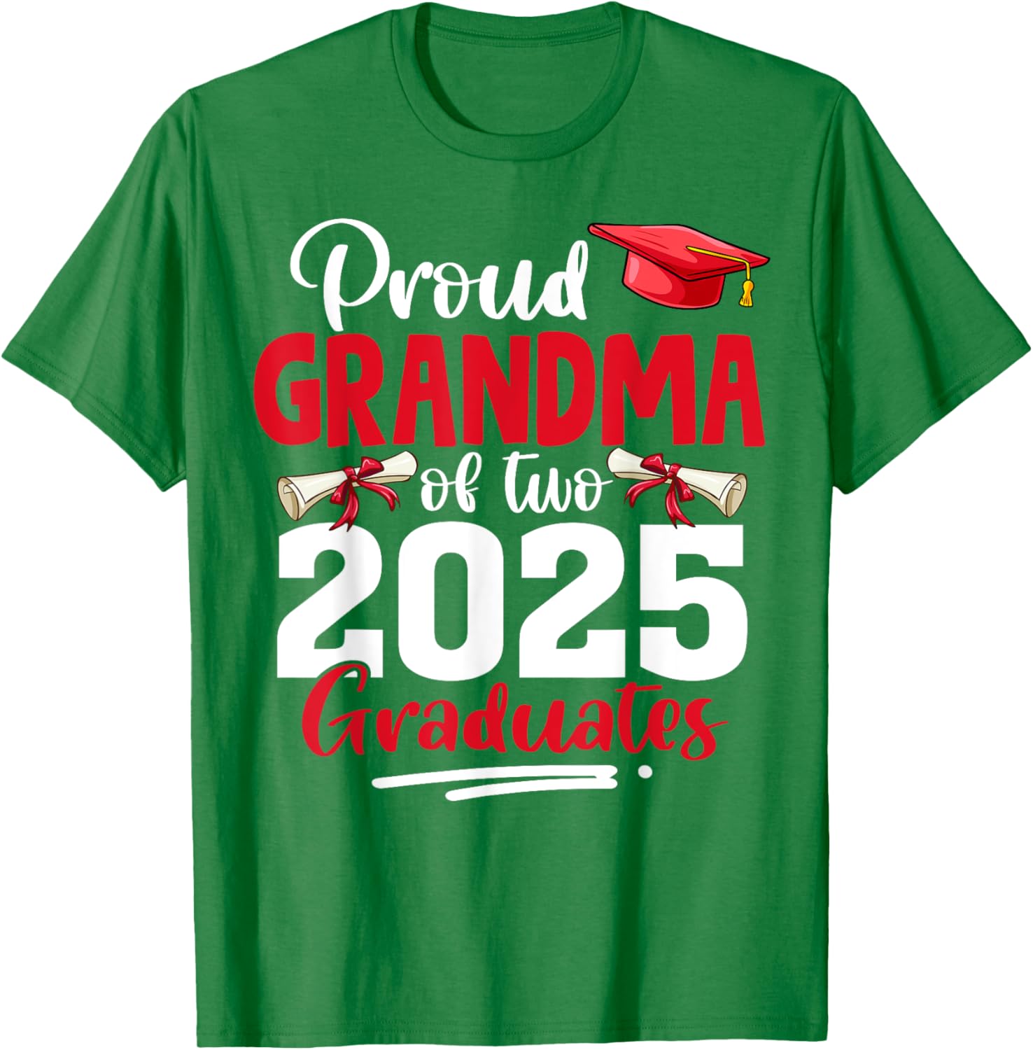 Proud Grandma of Two Twins Class of 2025 Graduation T-Shirt - 2