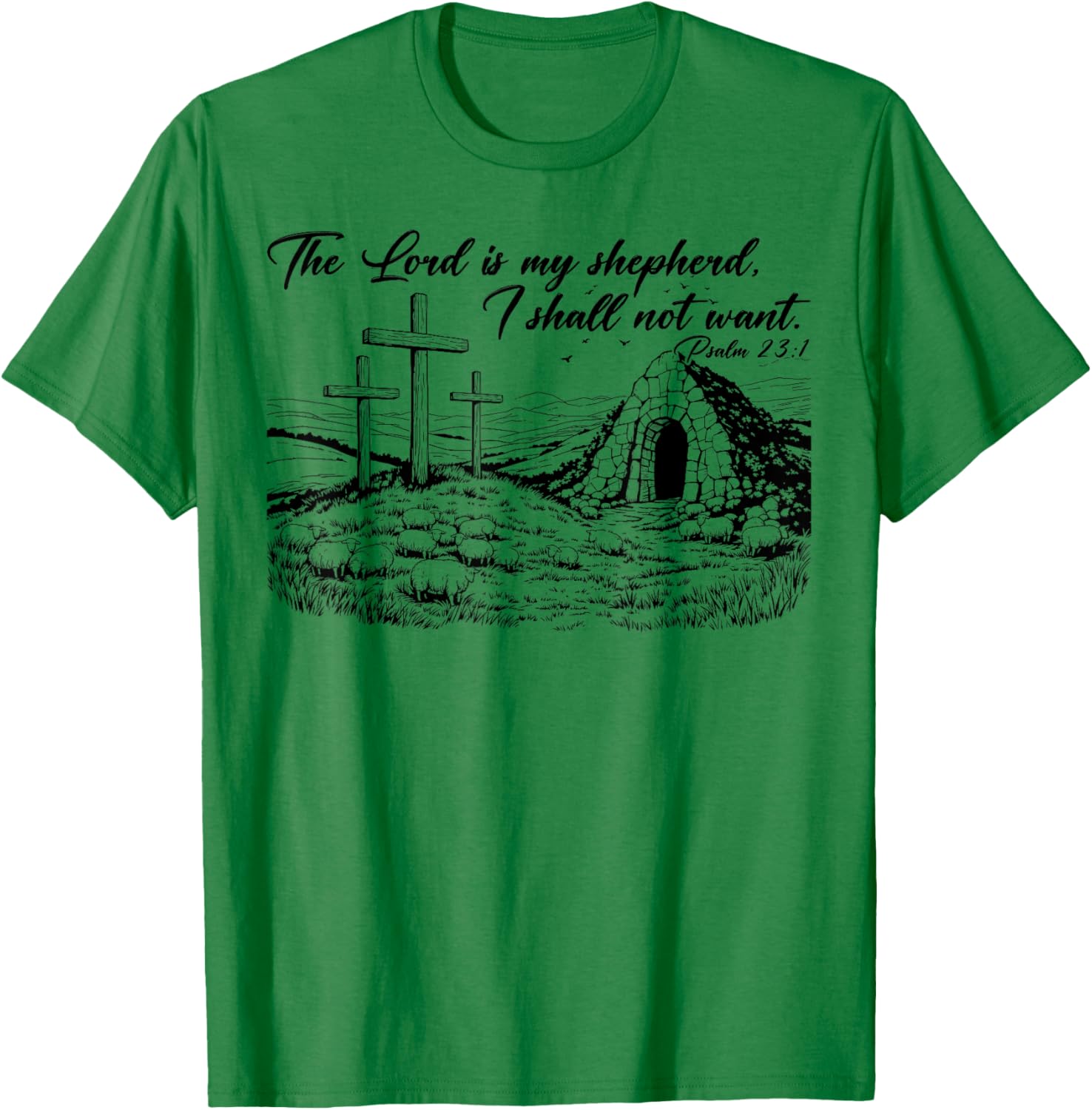 Happy Easter Christian T-Shirt The Lord Is My Shepherd Design - 9