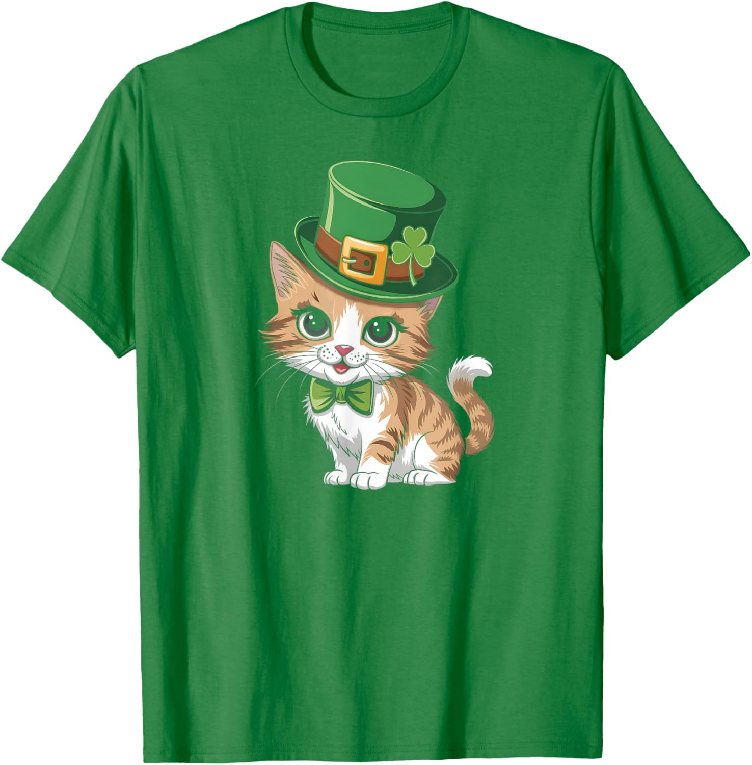 Lucky Shamrock Cat St Patricks Day T-Shirt for Women Girls and Toddlers - 4