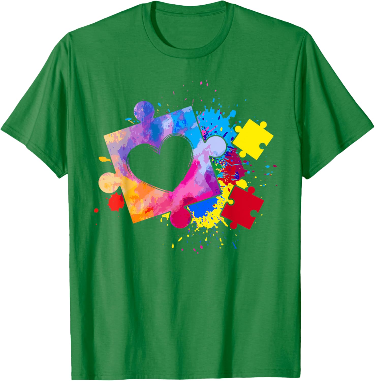 Autism Awareness Tie Dye Puzzle Piece Heart Kids T-Shirt for Boys and Girls - 10