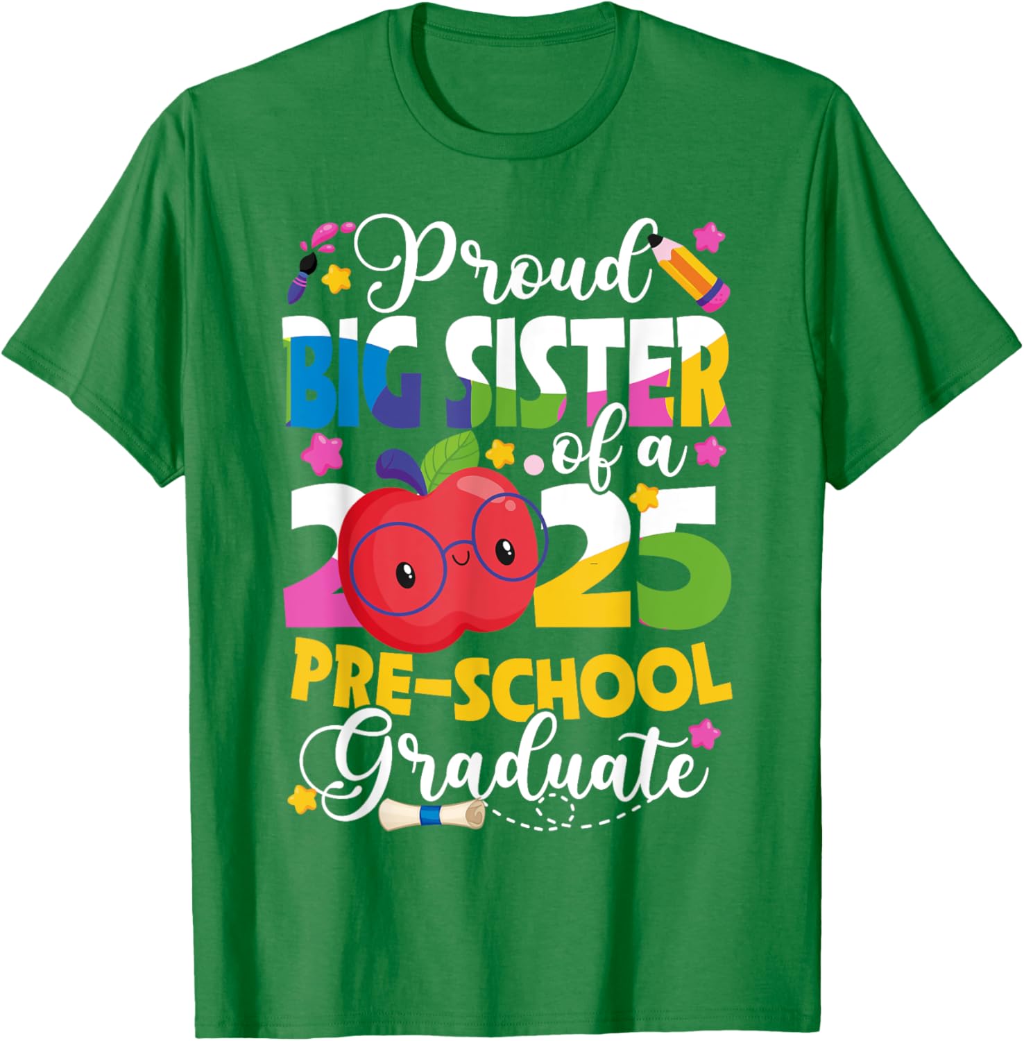 Proud Big Sister 2025 Pre-K Grad T-Shirt for Preschool Graduates - 2