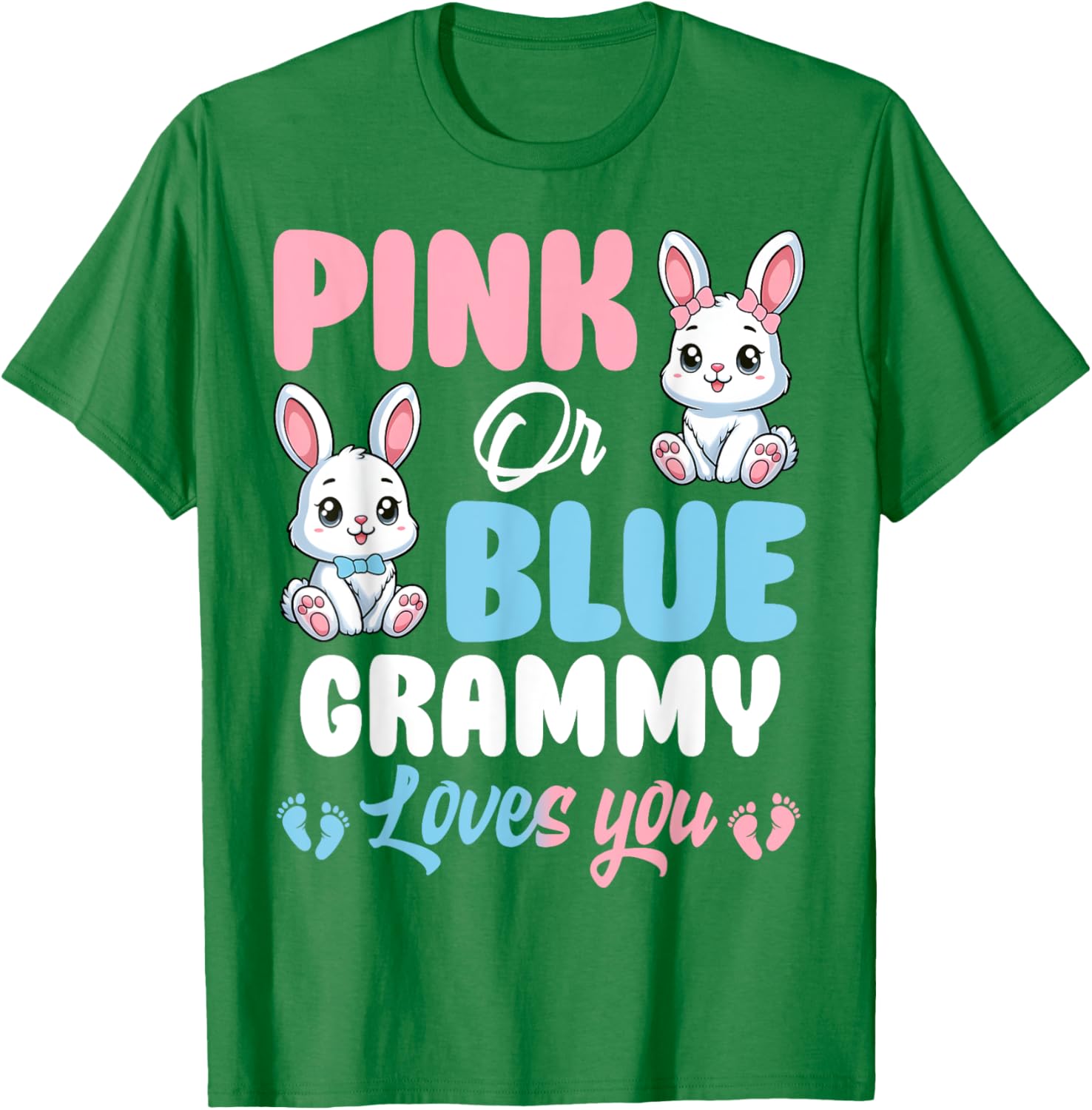 Pink or Blue Grammy Loves You Bunny Gender Reveal Party T-Shirt - 5