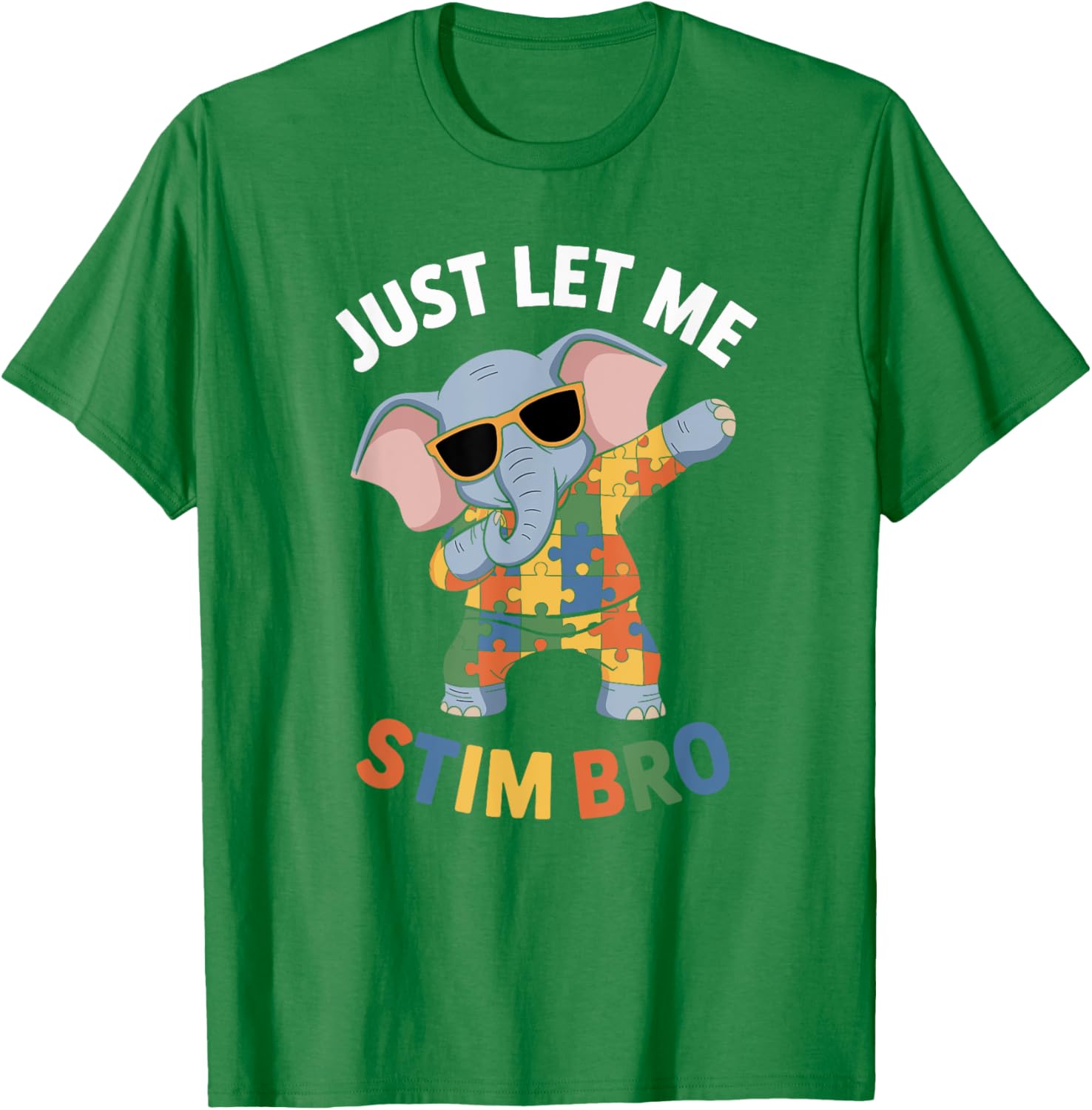 Funny Elephant Autism Awareness Just Let Me Stim Bro T-Shirt for Boys - 17