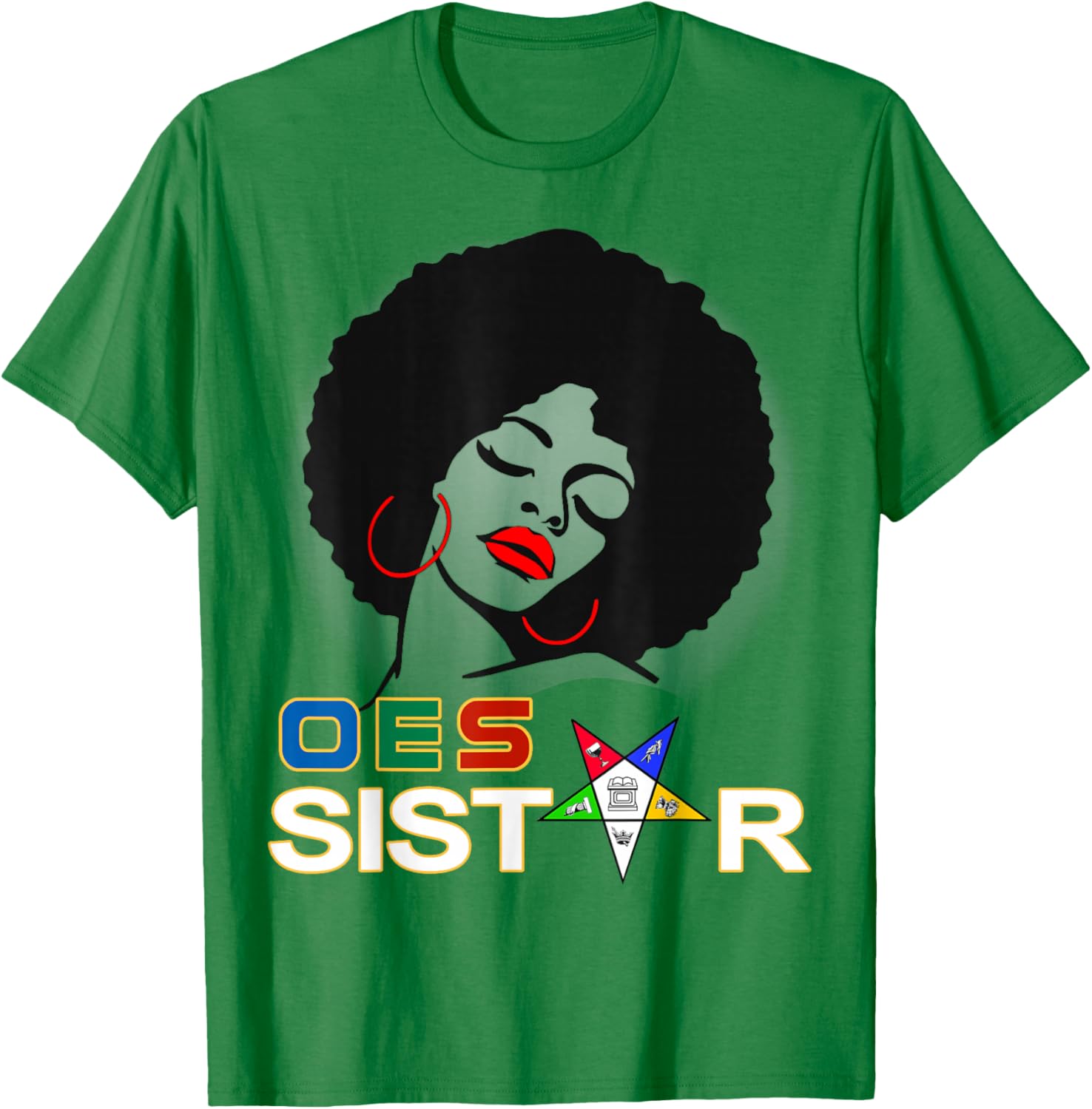 Beautiful Red Afro Earrings and Sistar Eastern Star T-Shirt for Girls - 5