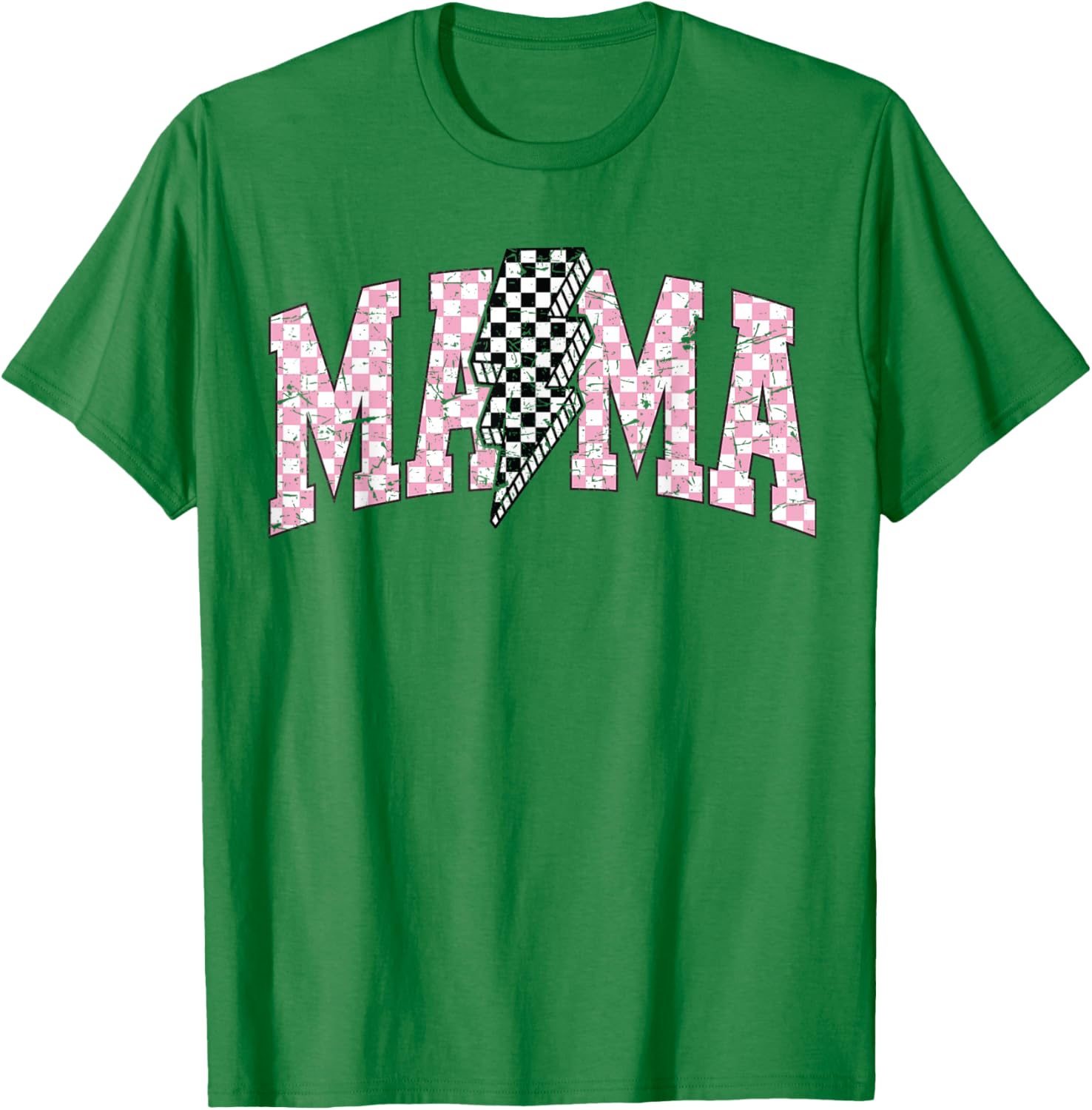 Retro Checkered Bolt Mama T-Shirt for Women, Men, Girls, and Kids - 25