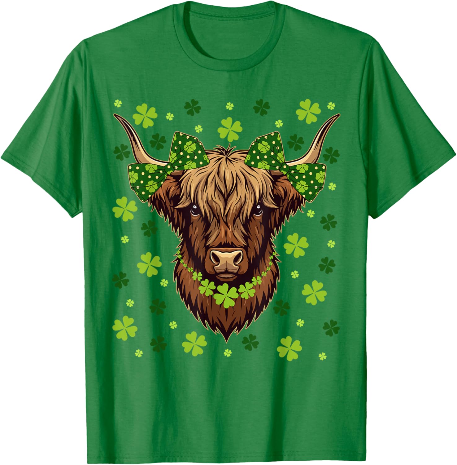 Highland Cow Shamrock T-Shirt for St Patricks Day Celebrations - 1