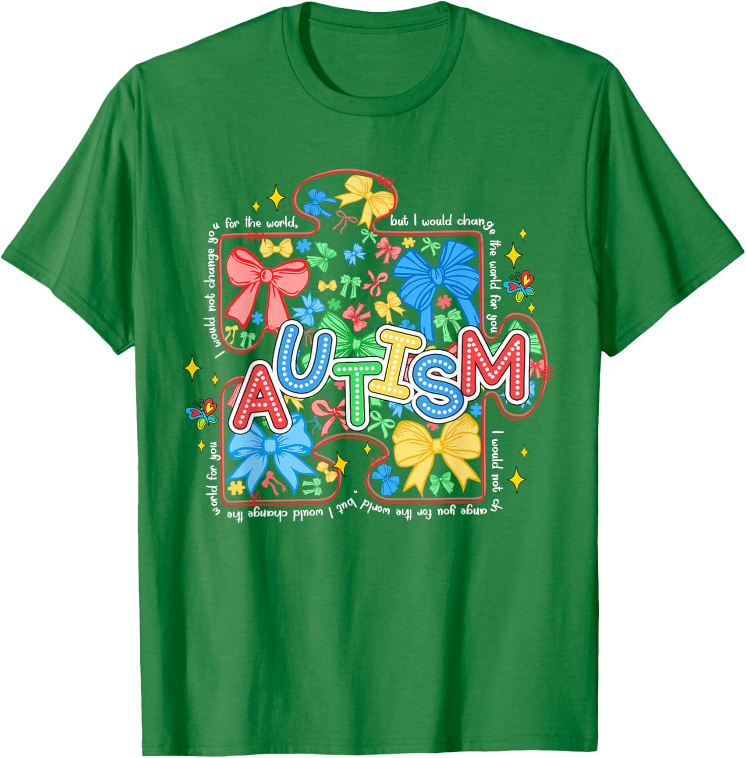 Autism Awareness Puzzle Bow Women's T-Shirt Cute and Stylish Design - 7