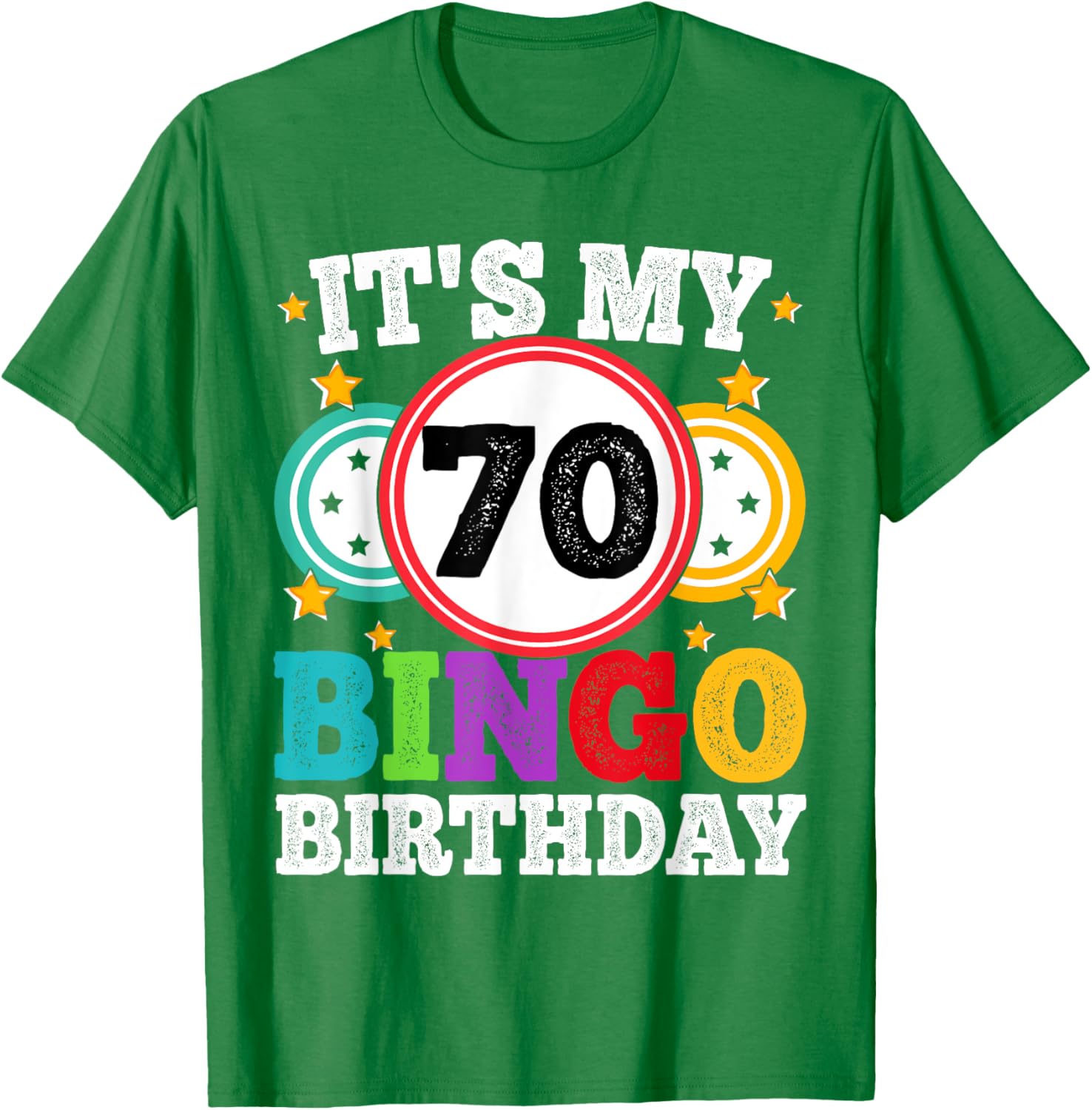 Funny 70th Birthday Bingo T-Shirt for Men and Women Perfect Gift - 18