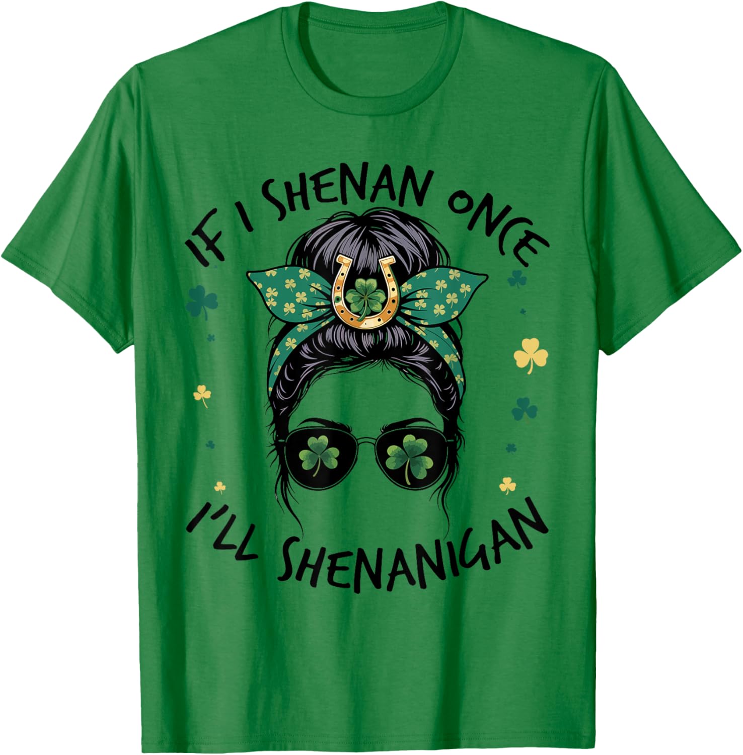 Shenanigans Messy Bun St Patricks Day T-Shirt for Fun Celebrations - 6