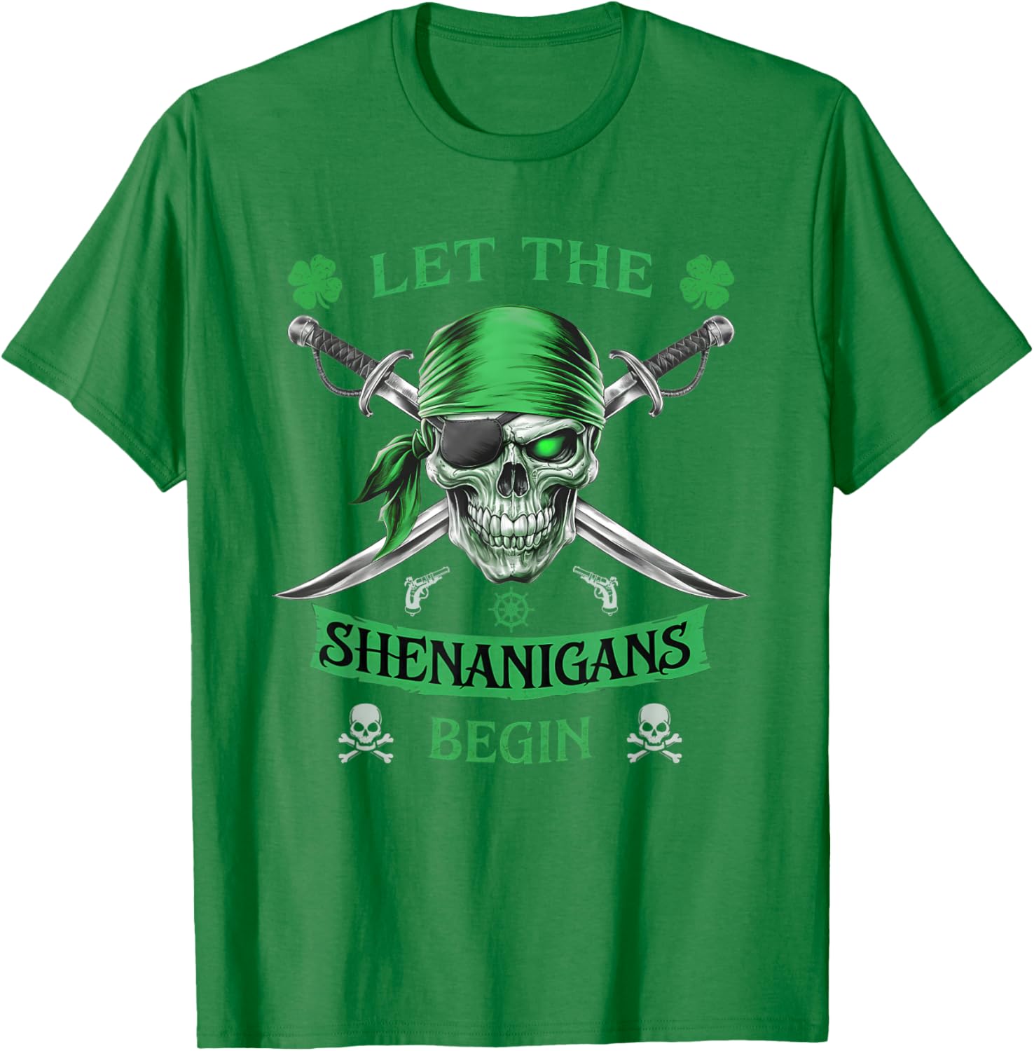 Pirate St Patricks Day Skull T-Shirt for Men Let the Shenanigans Begin - 12