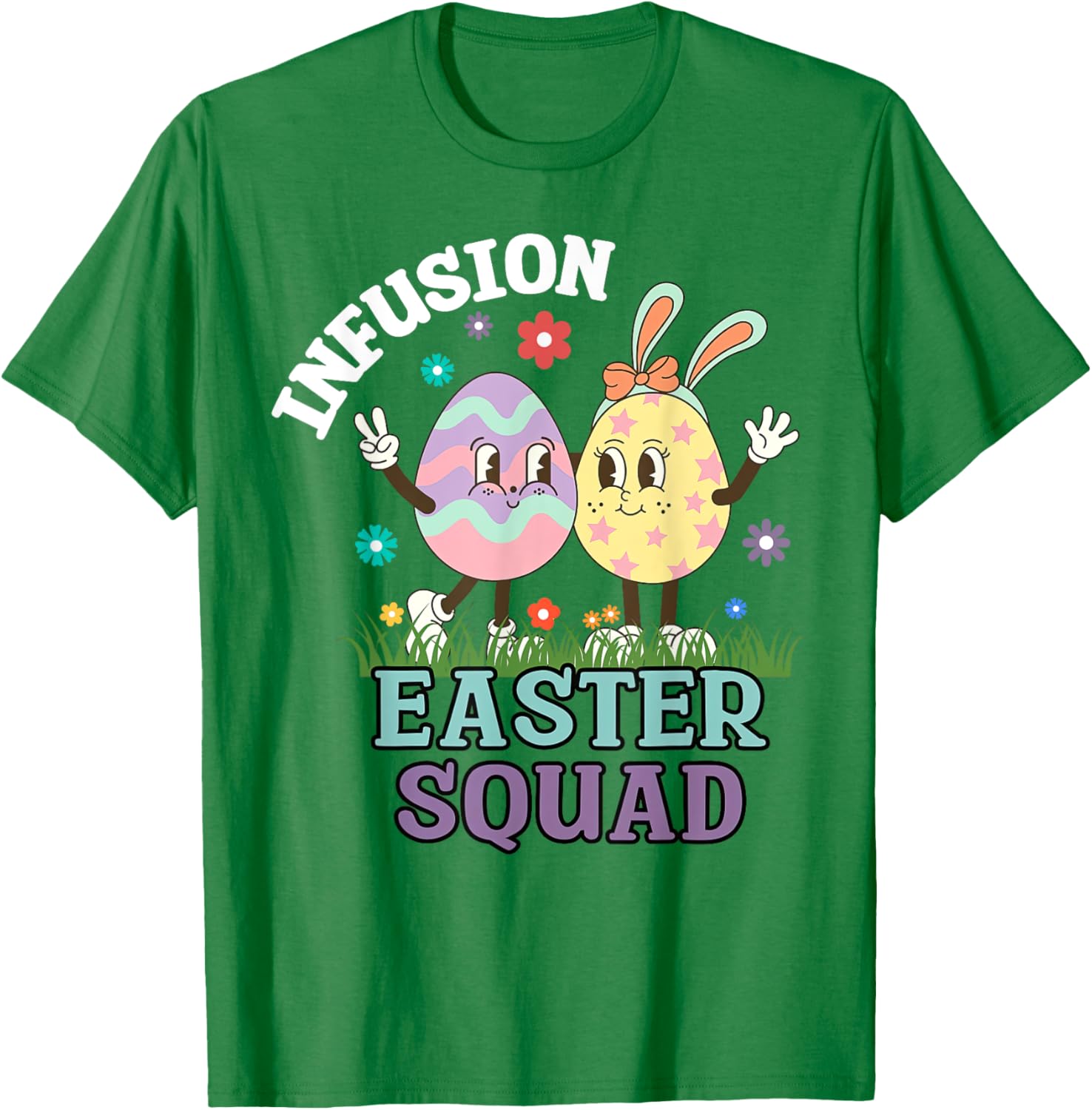 Infusion Nurse Easter Squad Bunny Eggs T-Shirt for Oncology Nurses - 23