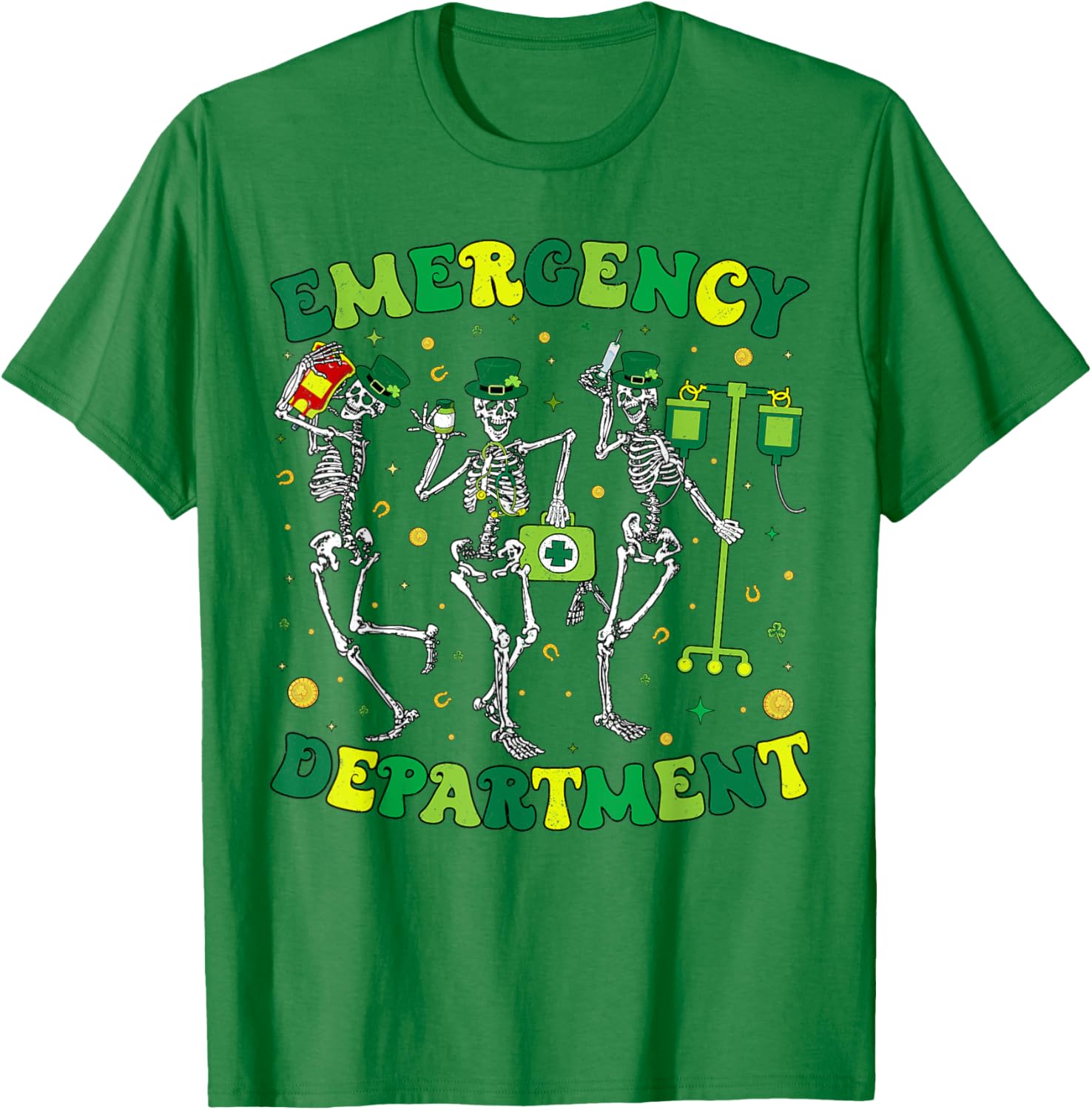 St Patricks Day Skeleton T-Shirt for Emergency Department Fun - 18