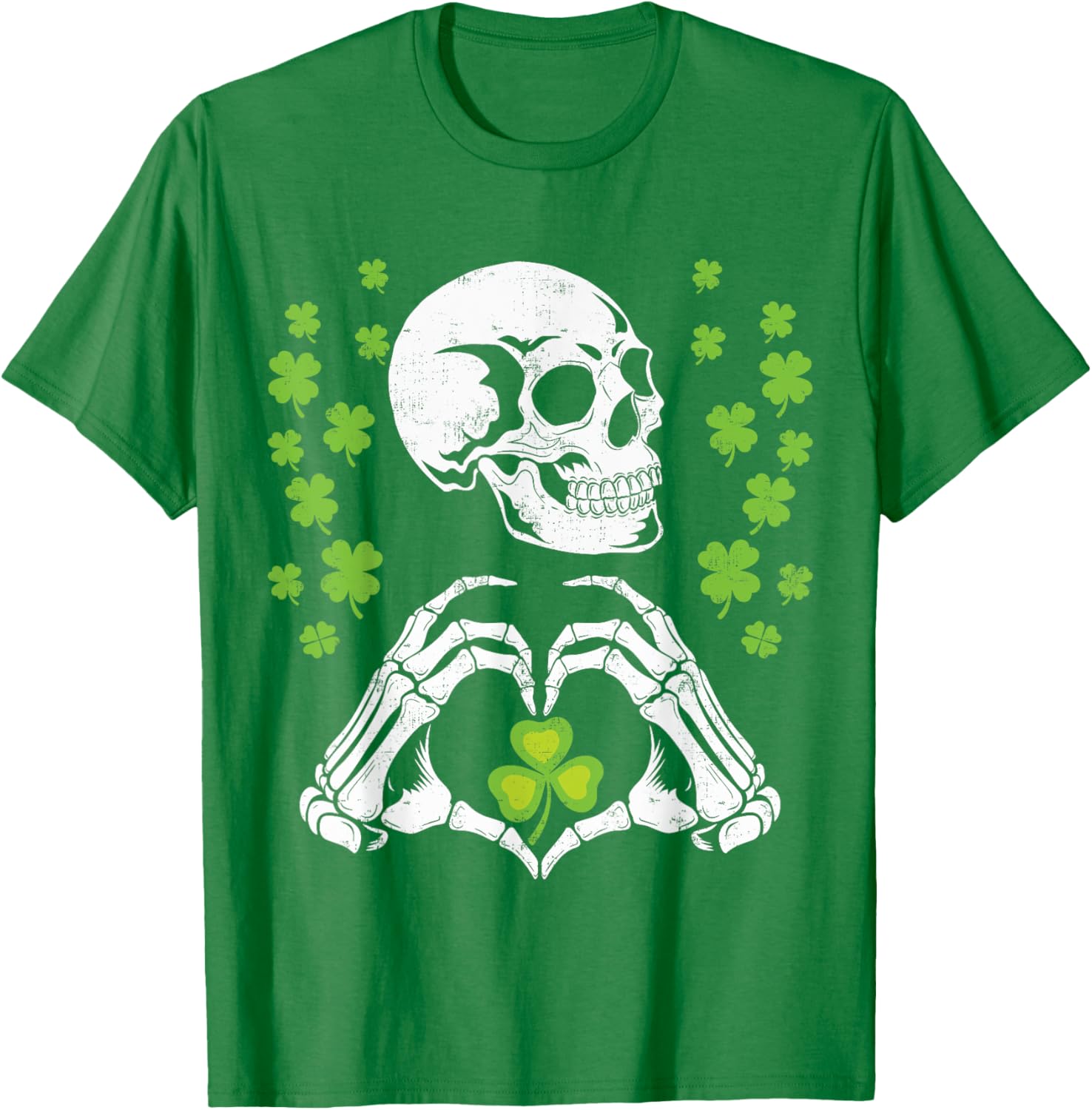 St Patrick's Day Skeleton Skull Heart Shamrock T-Shirt for Festive Fun - 3