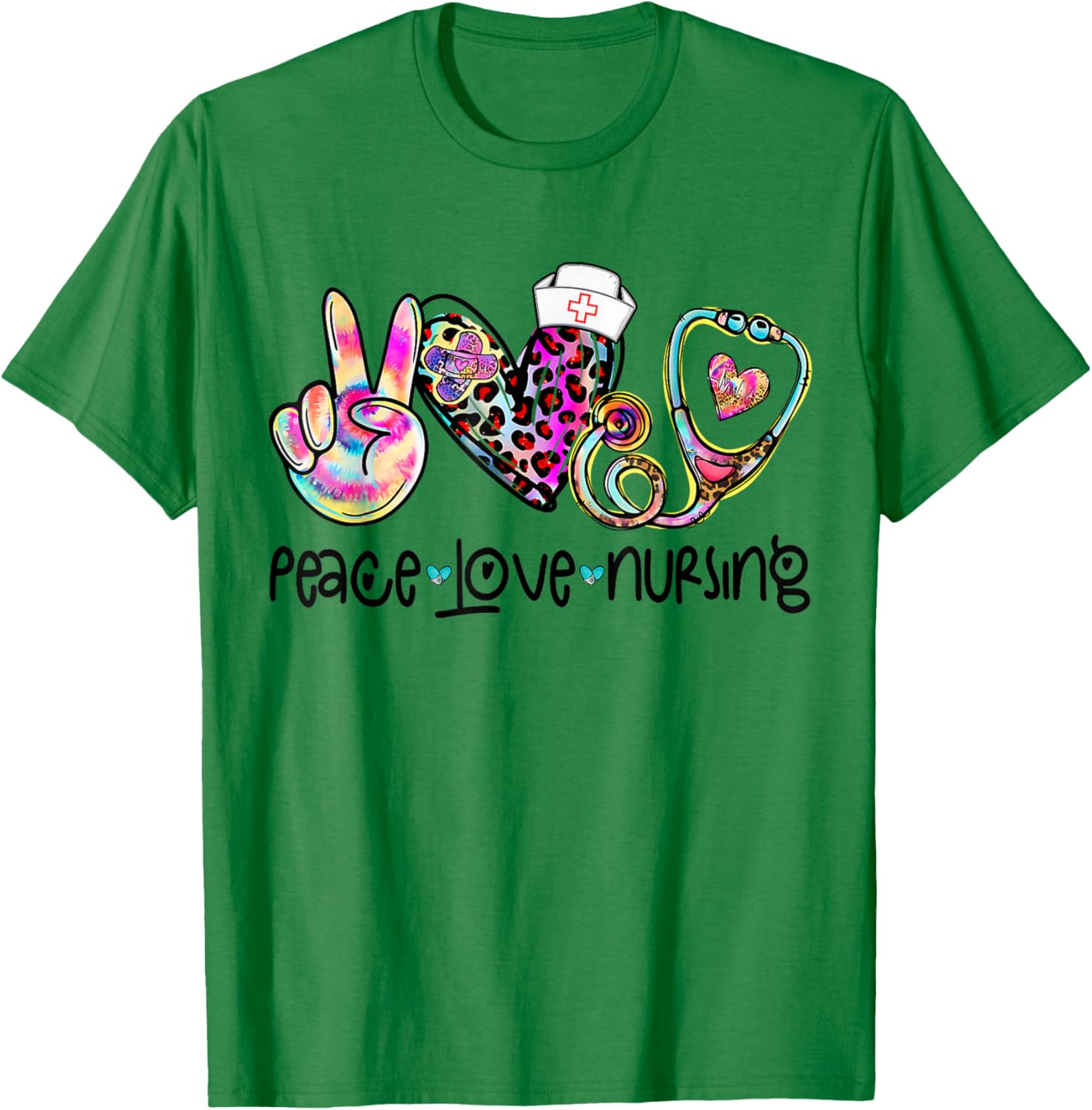 Peace Love Nursing Stethoscope T-Shirt for Nurse Week 2025 Perfect Gift - 3