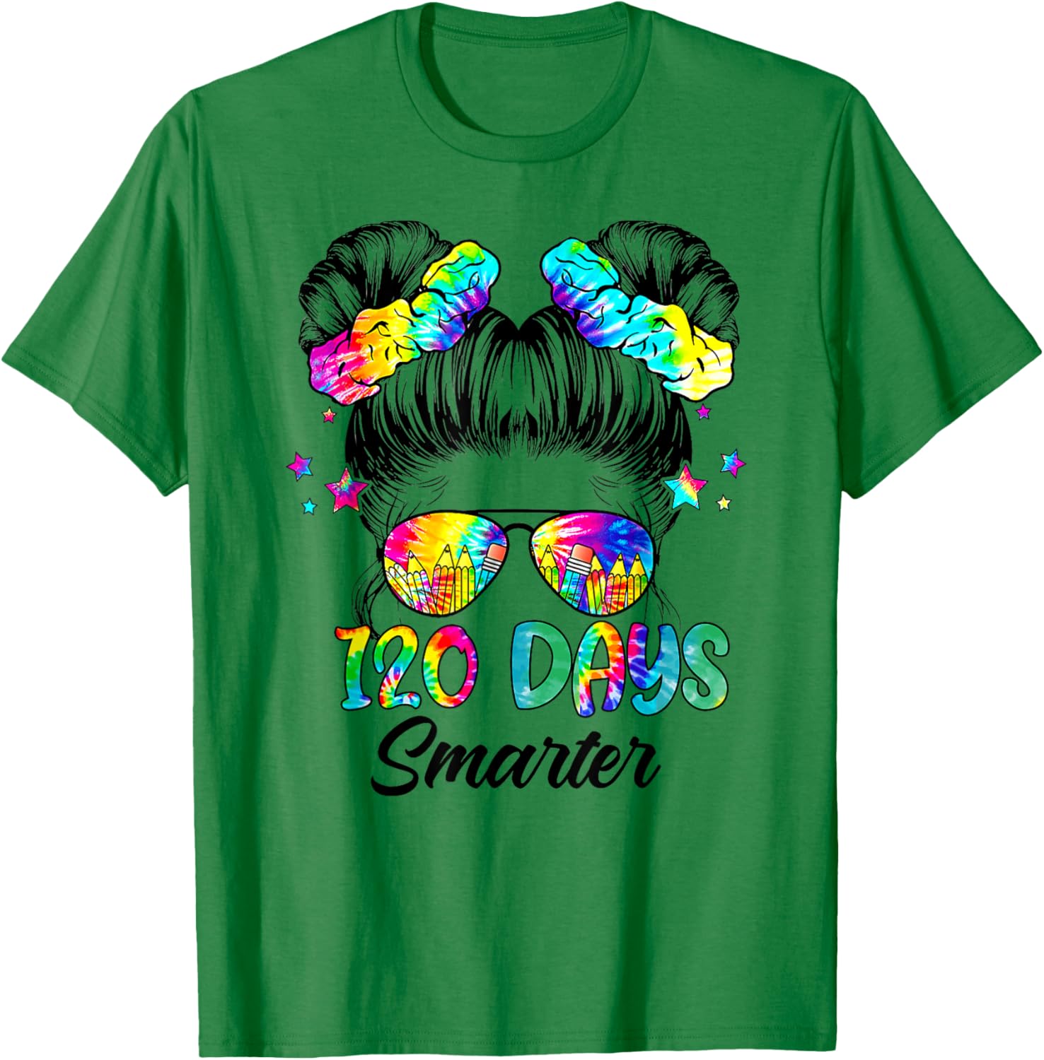 Messy Bun 120 Days of School Tie Dye Shirt for Smart Students - 12