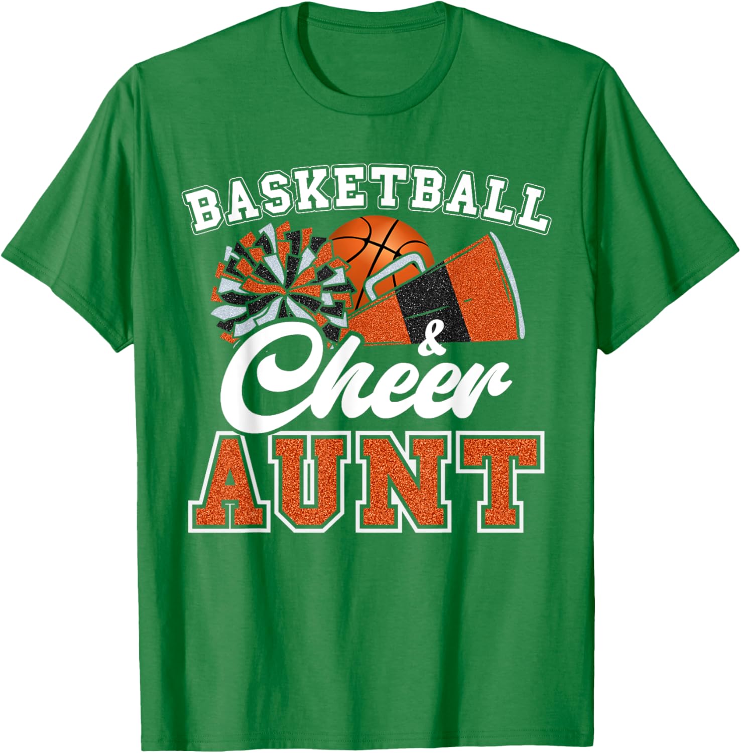 Proud Basketball Cheer Aunt T-Shirt for Cheerleader Niece in Orange - 7
