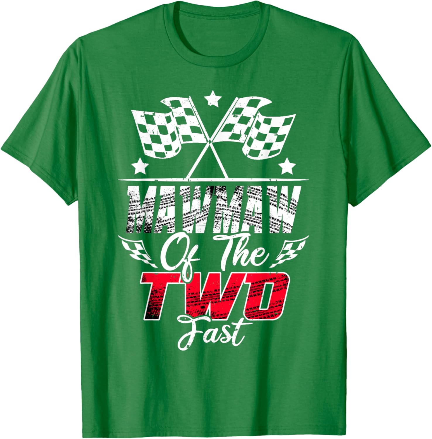 Mawmaw Of The Two Fast Second Birthday Racing Car Family T-Shirt - 10