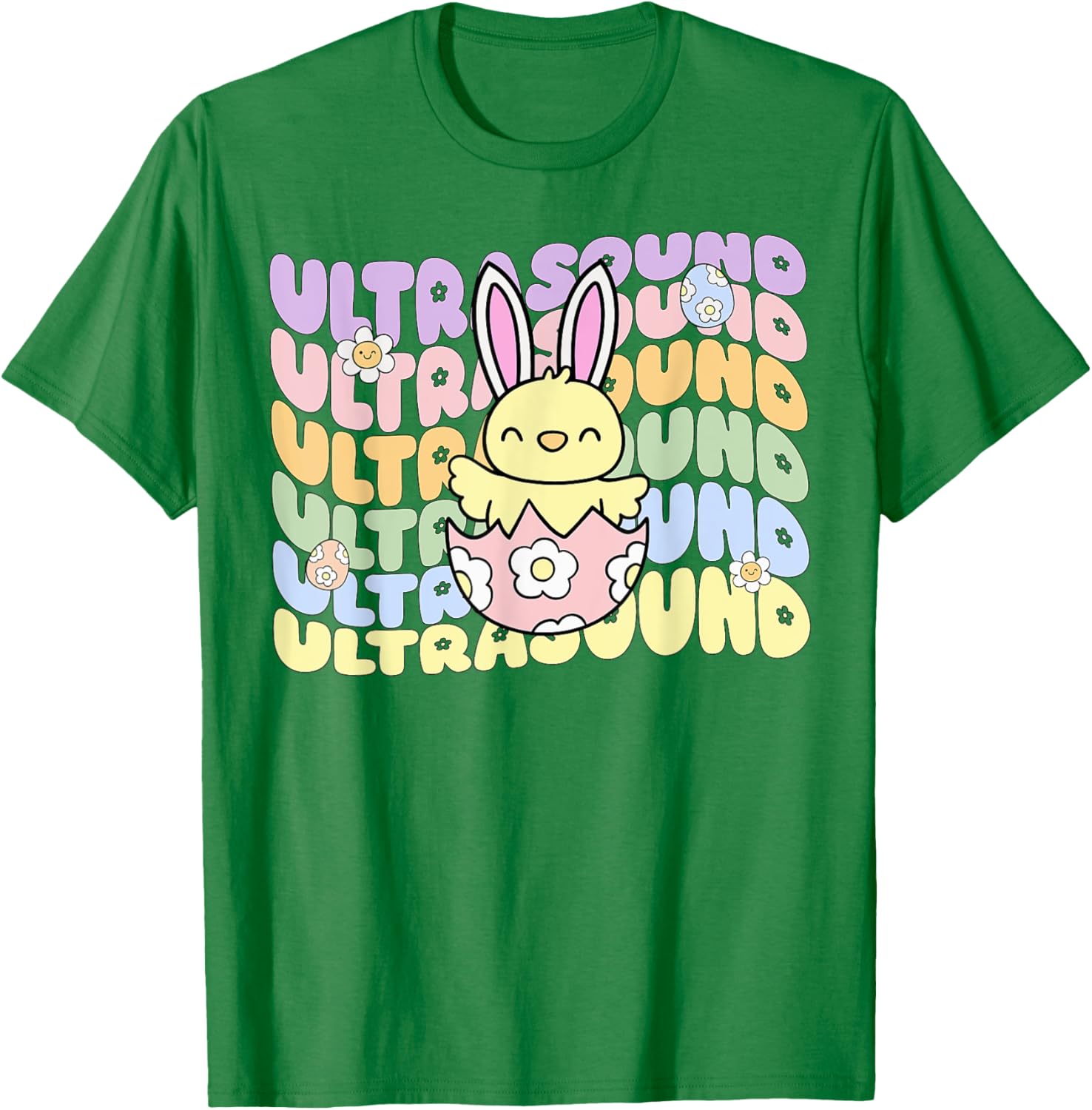 Groovy Easter Sonographer Bunny Chick Eggs T-Shirt for Ultrasound Lovers - 5