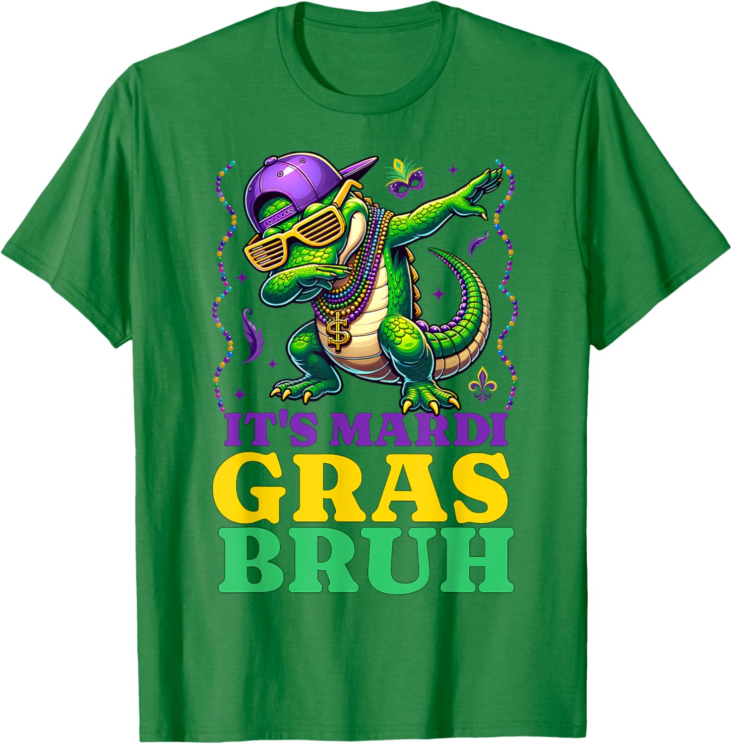 Mardi Gras Dabbing Alligator T-Shirt for Fun Costume Parades - 13