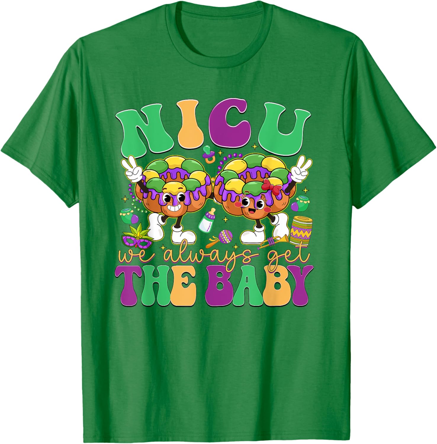Retro NICU Nurse Mardi Gras T-Shirt for Baby Lovers and Caregivers - 5