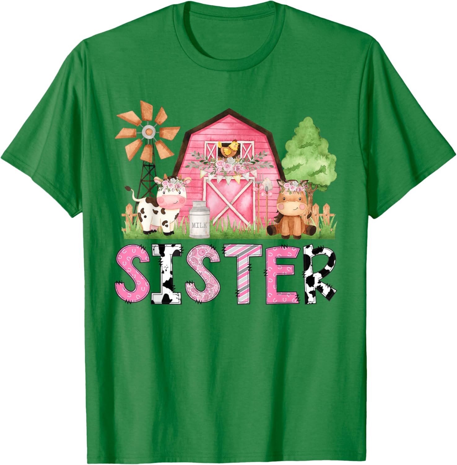 Sister Pink Farm Animal Birthday Matching Family T-Shirt for Kids - 8