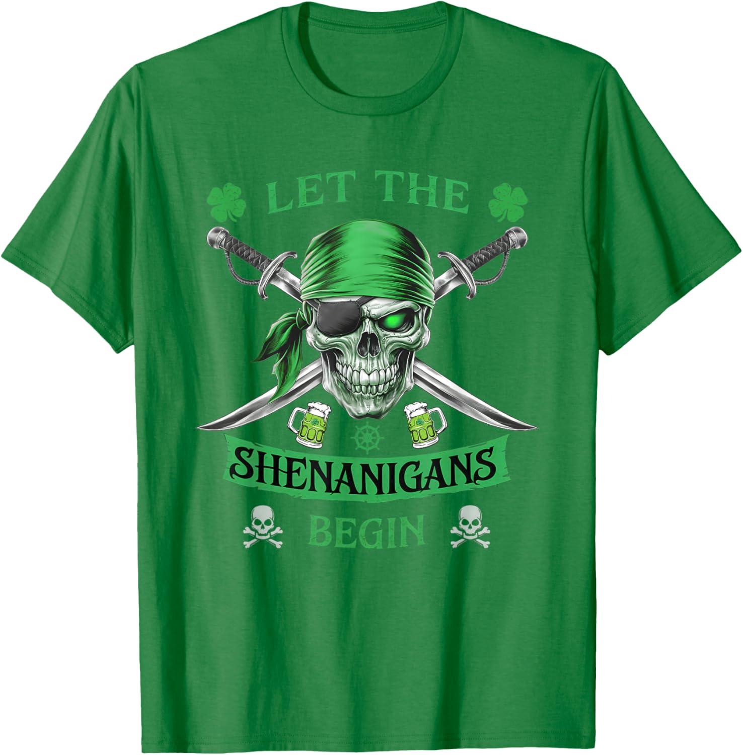 Pirate Skull St Patricks Day T-Shirt for Men Let the Shenanigans Begin - 3