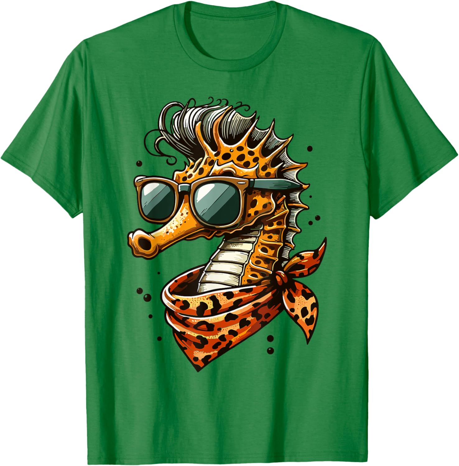 Seahorse with Leopard Scarf and Sunglasses Fun T-Shirt for Animal Lovers - 22