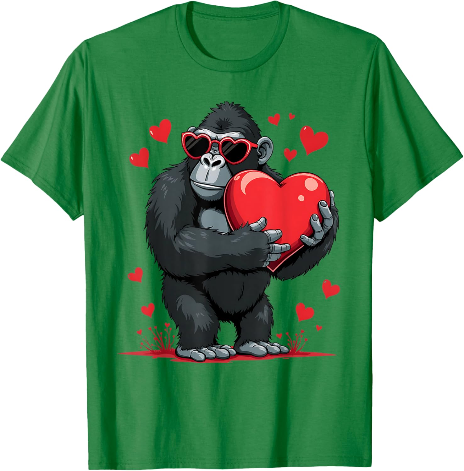 Funny Gorilla Heart Sunglasses T-Shirt for Boys Perfect for Valentine's Day - 4